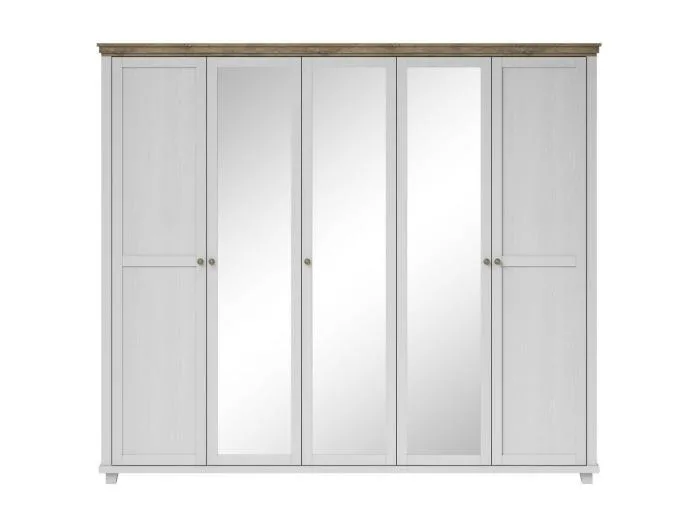 Schrank 250x220 mit 5 Türen. Farben Weiß und Eiche. Kollektion ASSIA