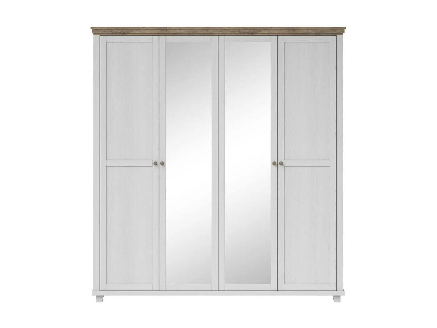 Schrank 200x220 mit 4 Türen. Farben Weiß und Eiche. Kollektion ASSIA