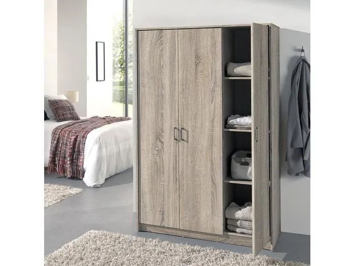 Dreitüriger Schrank REY in Sonoma-Eiche – 120 x 180 x 50 cm