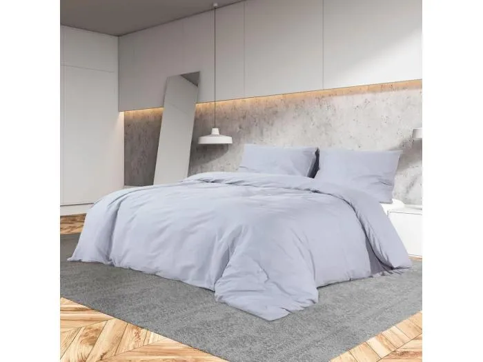 Bettwäsche-Set Grau 155x220 cm Leichte Mikrofaser