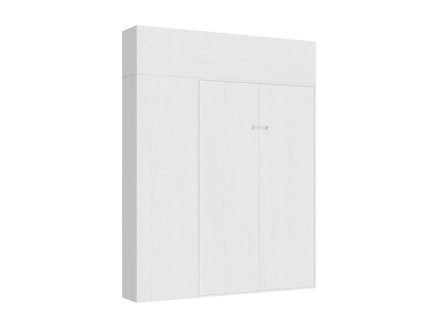 Schrankbett Kentaro 140 vertikal mit Säulenschrank und Vasistas-Wandschränken Esche weiß