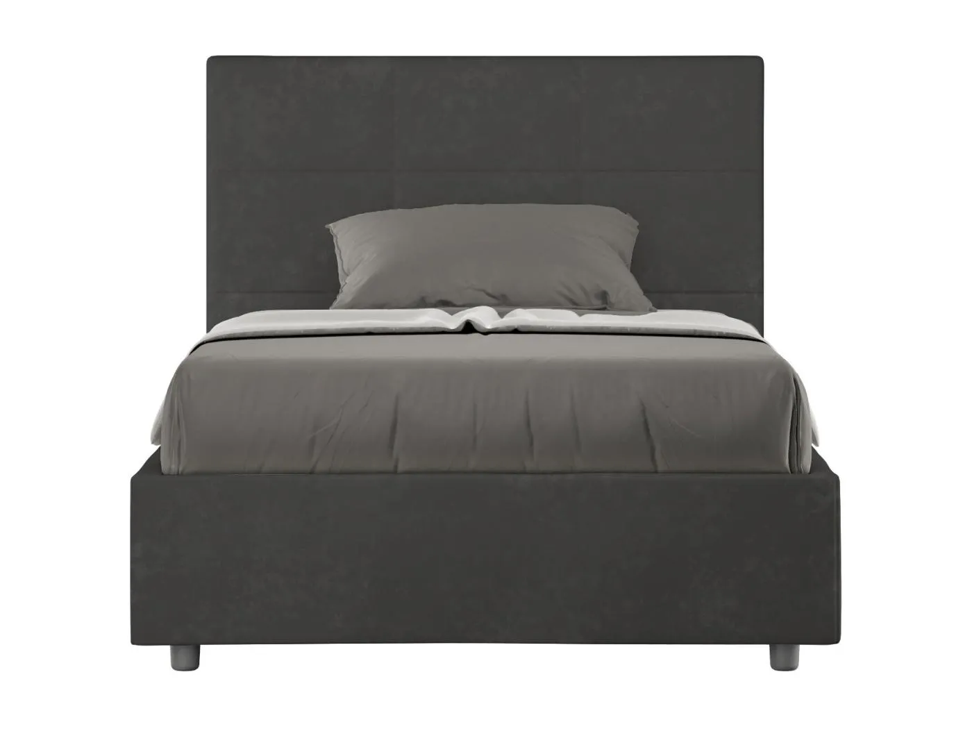 Mika graues Mikrofaser-Polsterbett ohne Untergestell 120x190