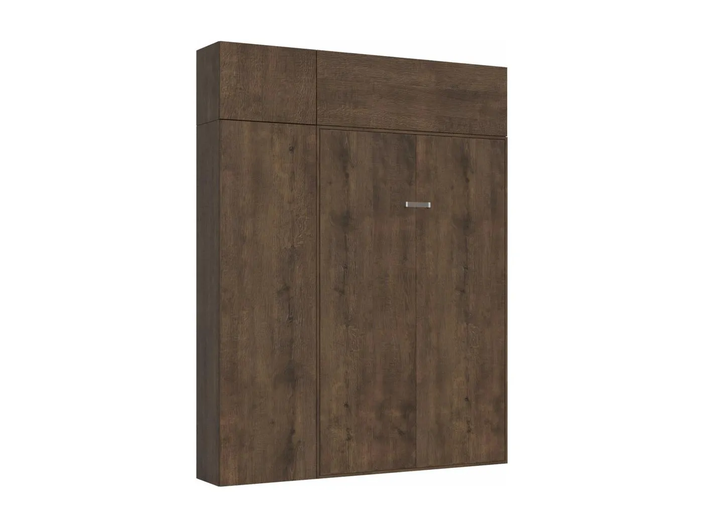 Schrankbett Kentaro 140 vertikal mit Säulenschrank und Vasistas-Wandschränken Nussbaum