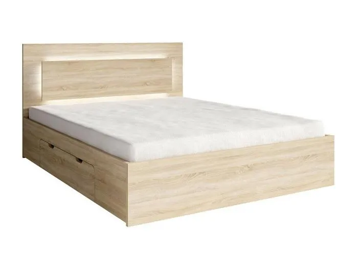 Bett NOFI 180 x 200 cm mit Lattenrost und 2 Schubladen - Sonoma Eiche Farbe