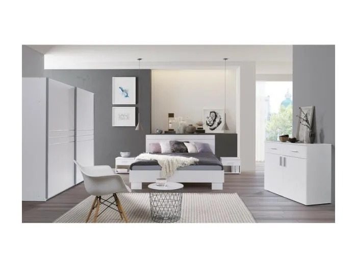 Schlafzimmer-Set COMO. Bett 160X200 cm mit Lattenrost + Nachttische.