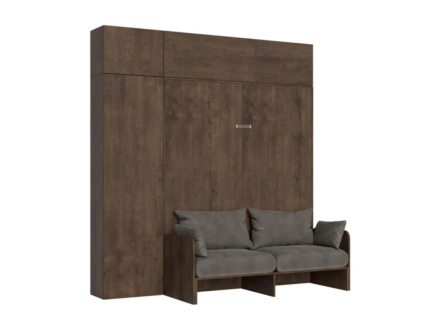 Itamoby - Sofà Kentaro Noce Doppelbett mit Säule – Oberlichtschrank – Schrankwand über Säule Klappbett