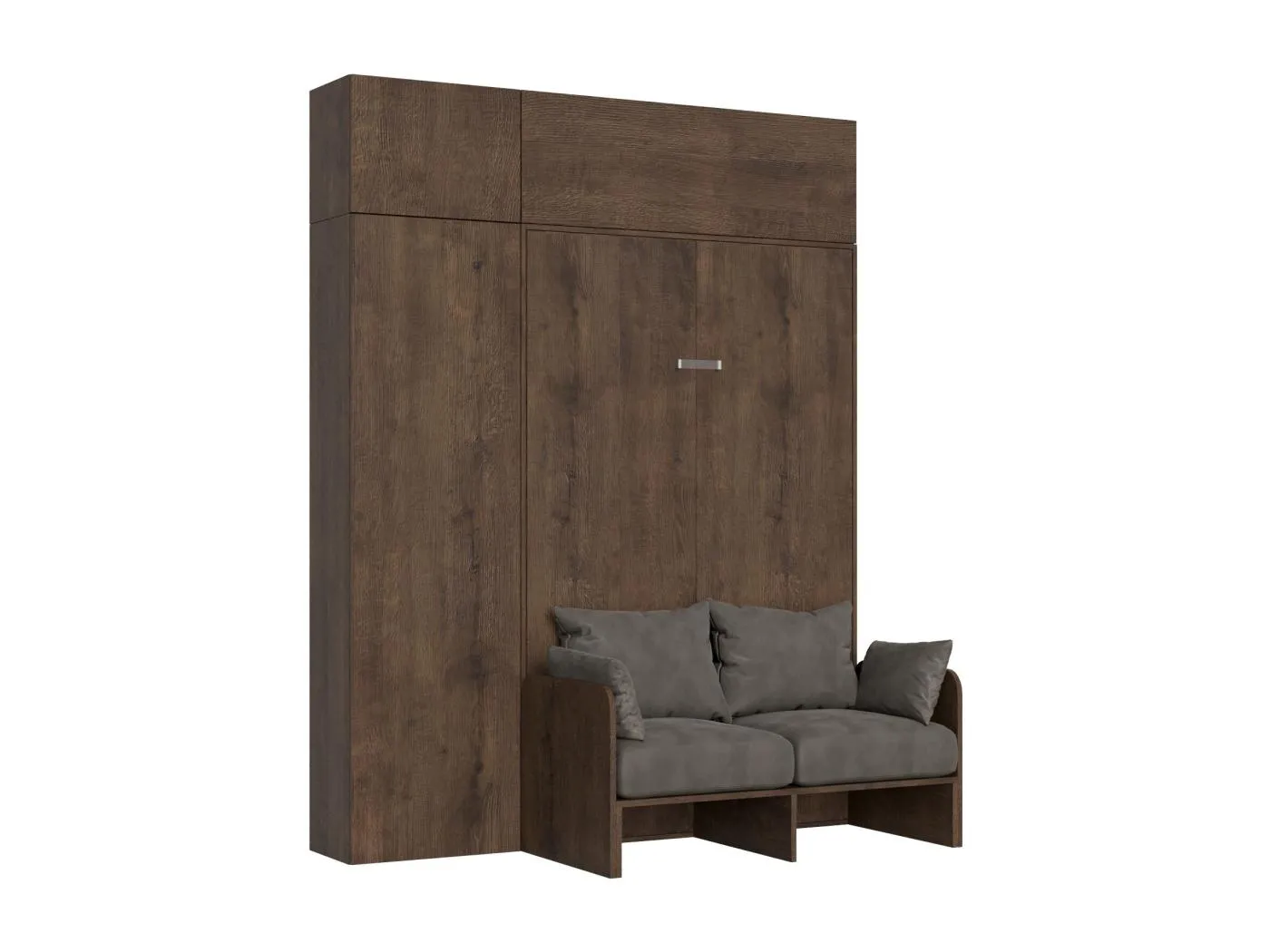 Bett 140 Sofà Kentaro Noce mit Säule – Hängeschrank – Hängeschrank über Säule Klappbett