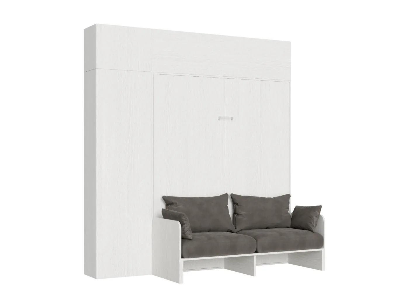 Doppelbett Sofà Kentaro Esche weiß mit Säule – Hängeschrank mit Oberlicht – Hängeschrank über Säule Klappbett