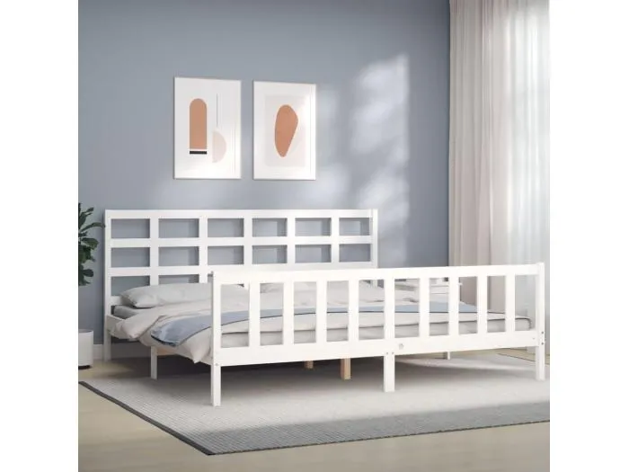 Massivholzbett ohne Matratze Weiß 200x200 cm Kiefernholz