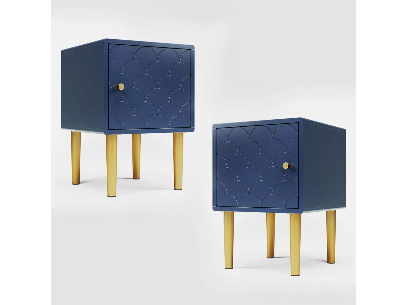 Set mit 2 Nachttischen – 35 x 35 x 50 cm – Spanplatte – Marineblau