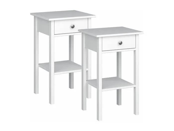 Mulon Nachttisch 2 Stk. 1 Schubladen weiß rein.