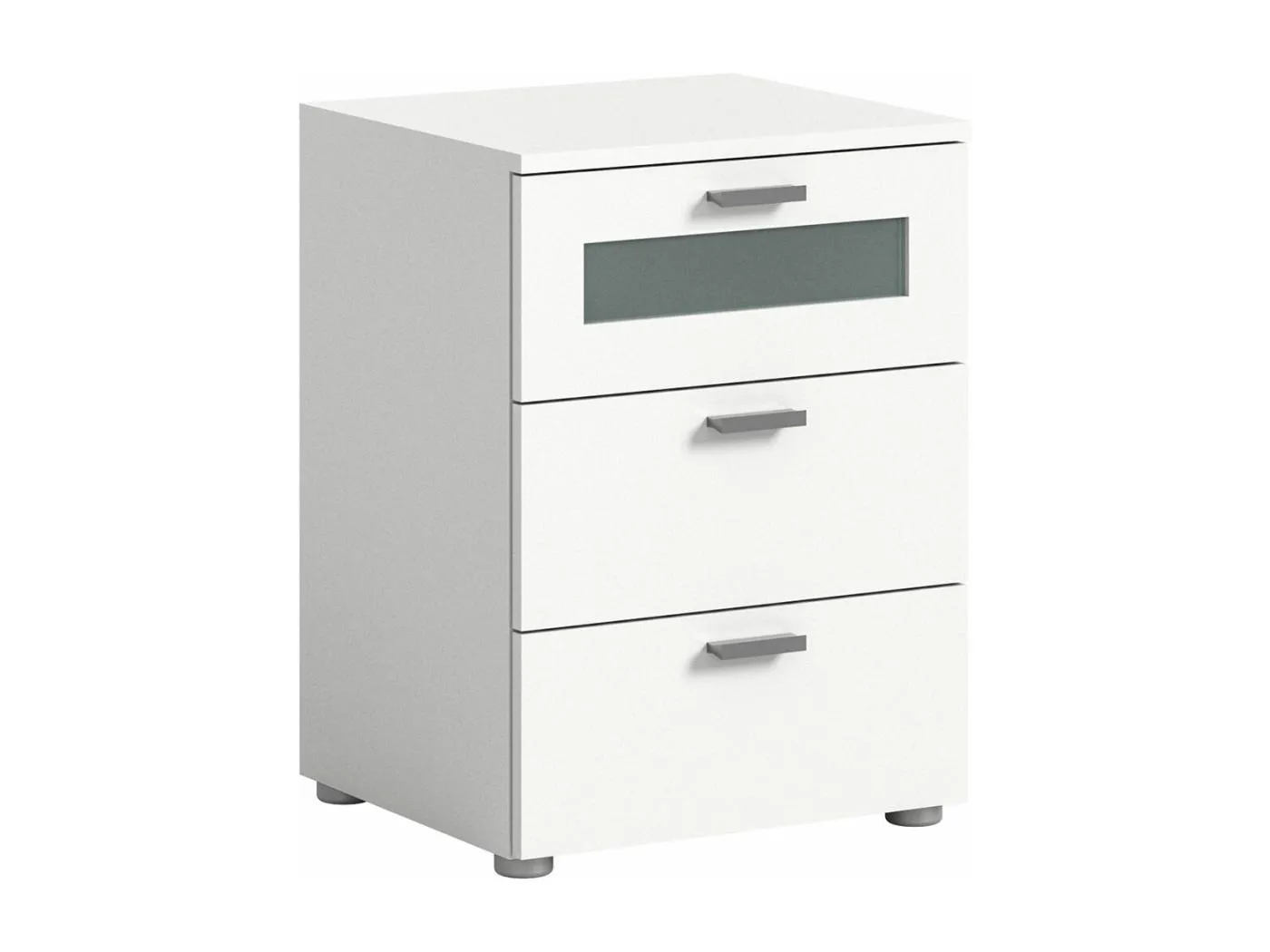 Xeno Nachttisch 3 Schubladen weiß.