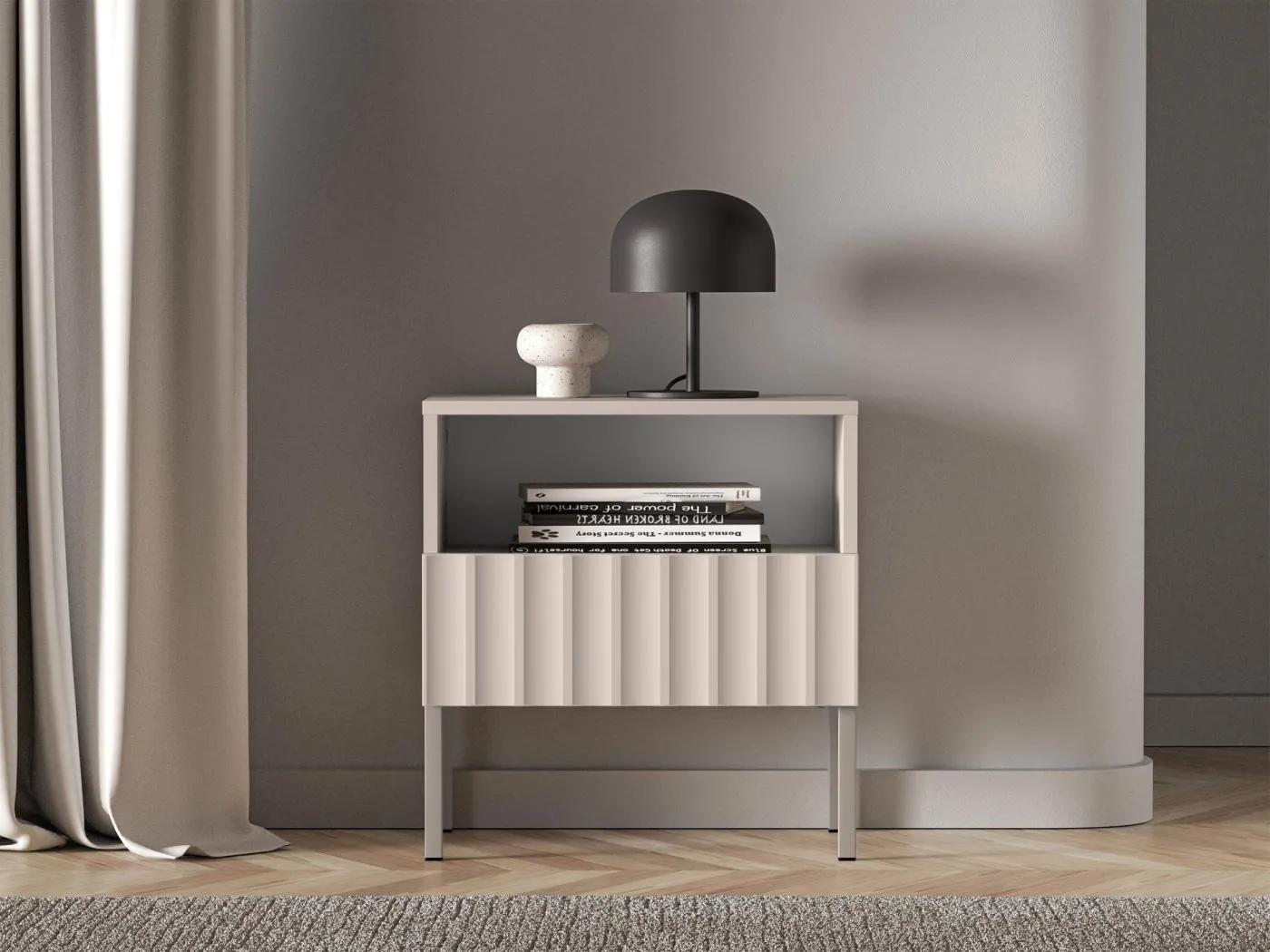 Nachttisch mit Schublade - hellbeige - 100 cm - DERRIVA