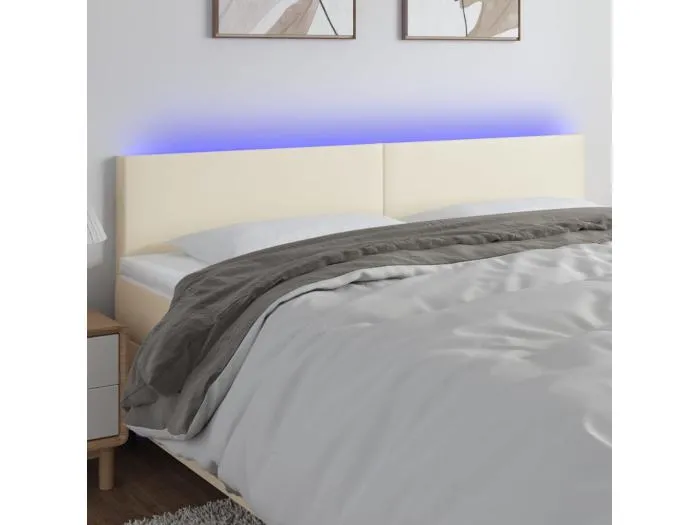 LED Kopfteil Creme 180x5x78/88 cm Kunstleder