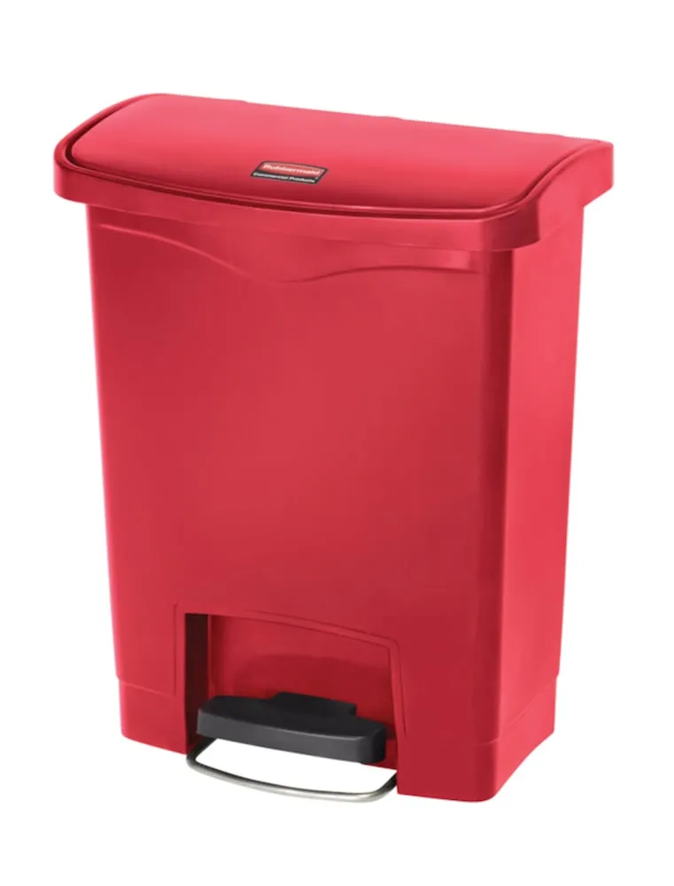 Rubbermaid Slim Jim Step On Container Front Step Pedal-Abfalleimer | 30 Liter, HxBxT 53,6x27,1x42,5cm | Polyethylen | Rot