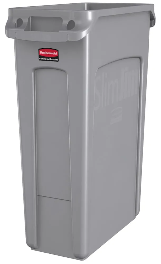 Rubbermaid Slim Jim Mülleimer mit Belüftungskanälen | 87 Liter, HxBxT 76,2x28x56cm | Grau