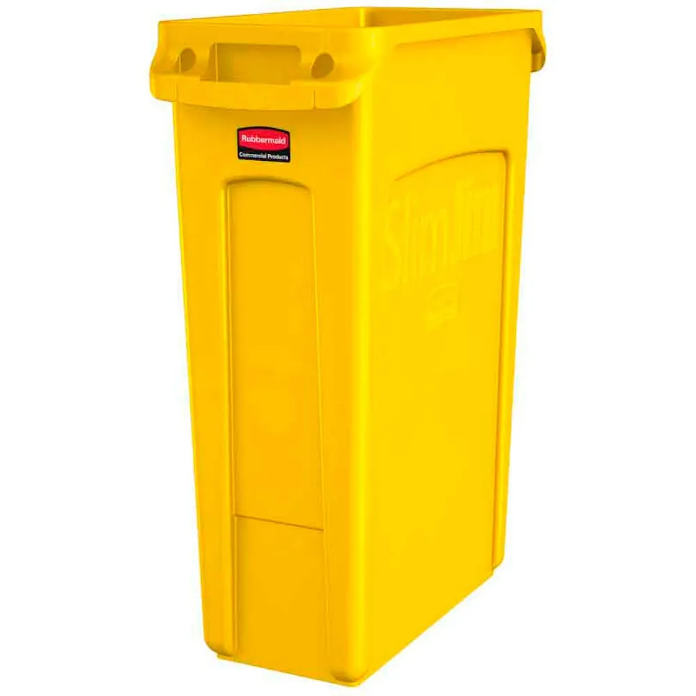 Rubbermaid Slim Jim Mülleimer mit Belüftungskanälen | 87 Liter, HxBxT 76,2x28x56cm | Gelb