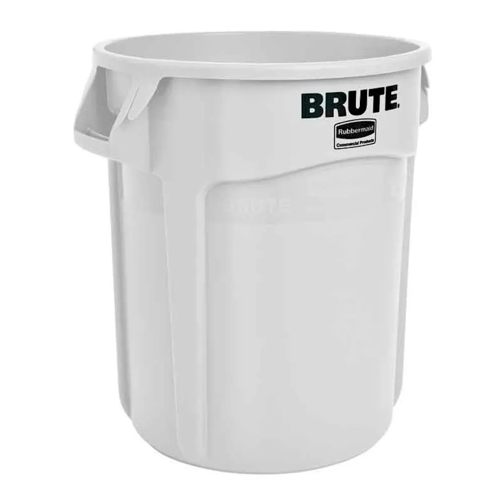 Rubbermaid Brute runde Mehrzwecktonne mit Belüftungskanälen | 75,7 Liter, HxØ 58,1x49,5cm | aus widerstandsfähigem Kunststoff (PE) | Weiß