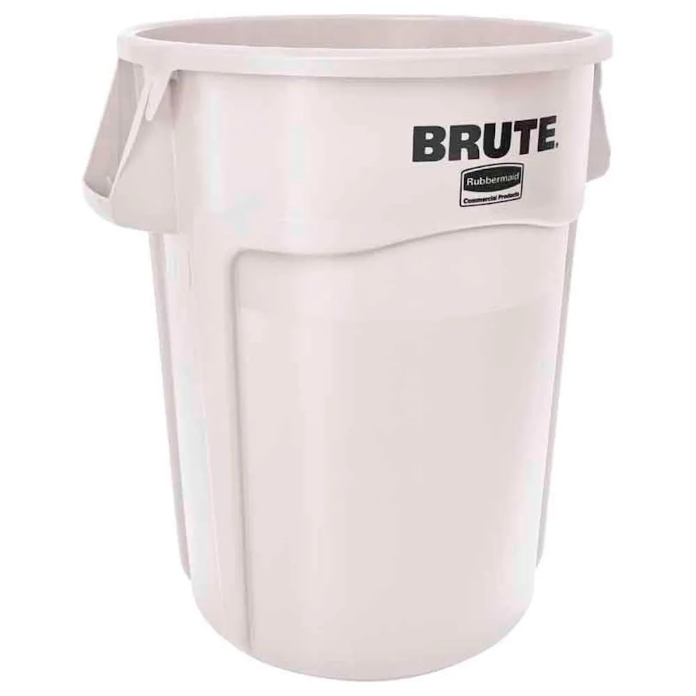 Rubbermaid Brute runde Mehrzwecktonne mit Belüftungskanälen | 166,5 Liter, HxBxT 79,6x 71,7x61,2cm | aus widerstandsfähigem Kunststoff (PE) | Weiß
