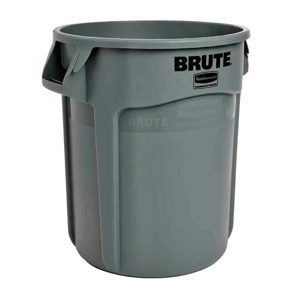 Rubbermaid Brute runde Mehrzwecktonne mit Belüftungskanälen | 75,7 Liter, HxØ 58,1x49,5cm | aus widerstandsfähigem Kunststoff (PE) | Grau