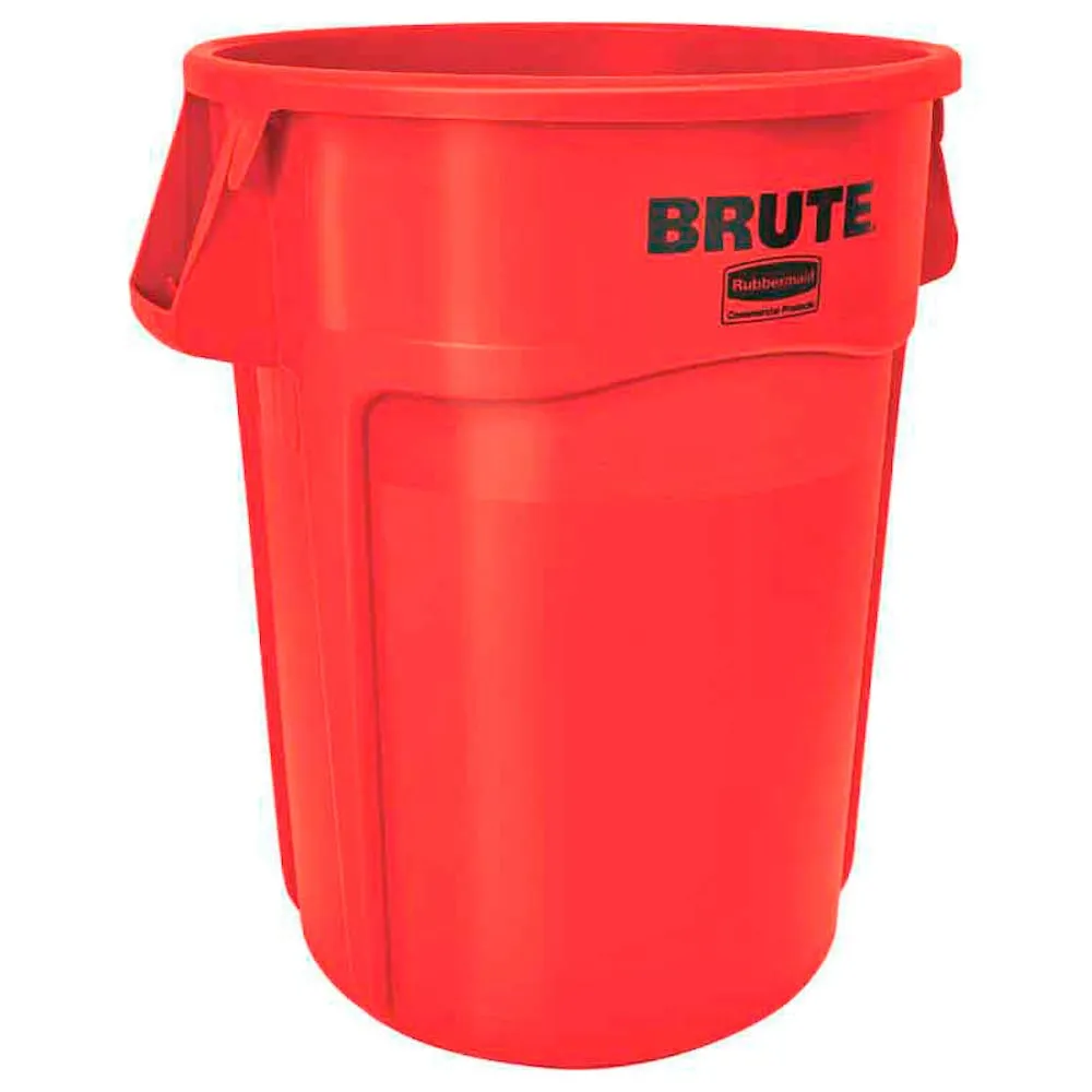 Rubbermaid Brute runde Mehrzwecktonne mit Belüftungskanälen | 166,5 Liter, HxBxT 79,6x 71,7x61,2cm | aus widerstandsfähigem Kunststoff (PE) | Rot