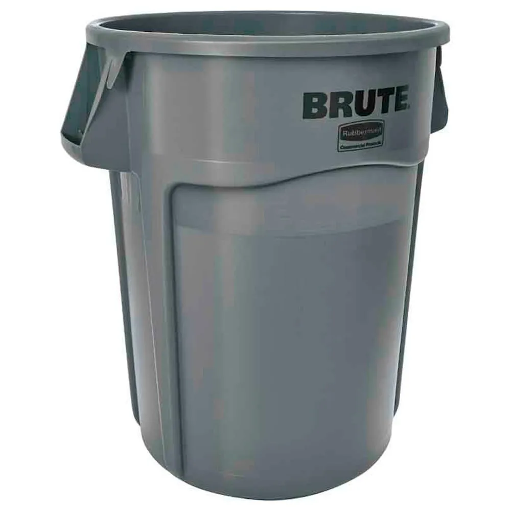 Rubbermaid Brute runde Mehrzwecktonne mit Belüftungskanälen | 166,5 Liter, HxBxT 79,6x 71,7x61,2cm | aus widerstandsfähigem Kunststoff (PE) | Grau