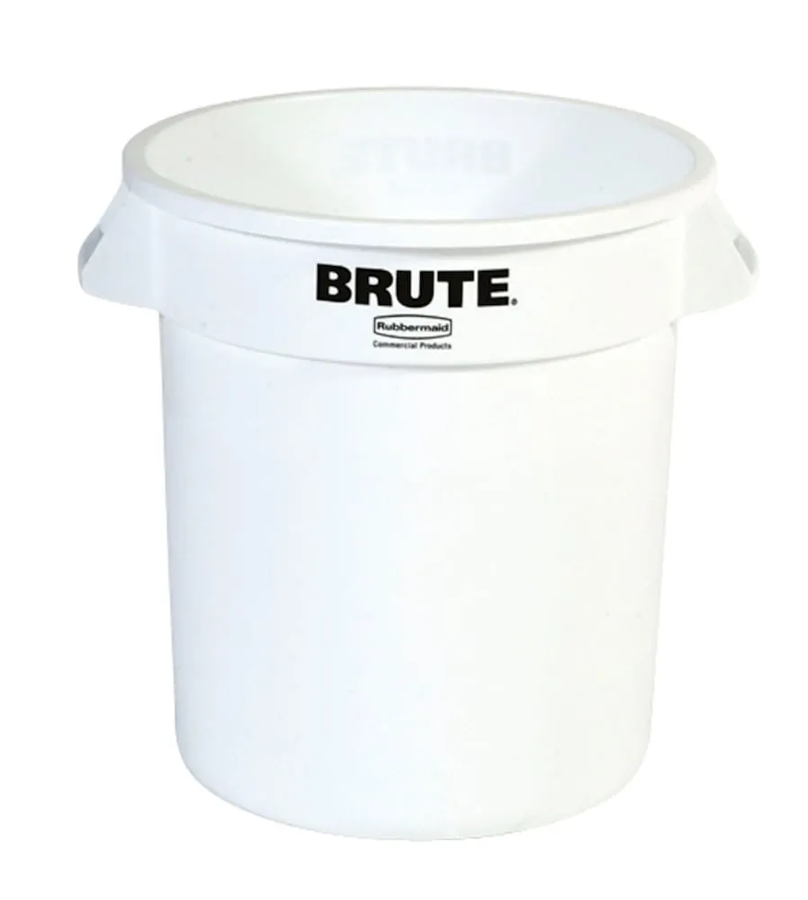 Rubbermaid Brute runde Mehrzwecktonne mit Belüftungskanälen | 37,9 Liter, HxØ 43,5x39,7cm | aus widerstandsfähigem Kunststoff (PE) | Weiß