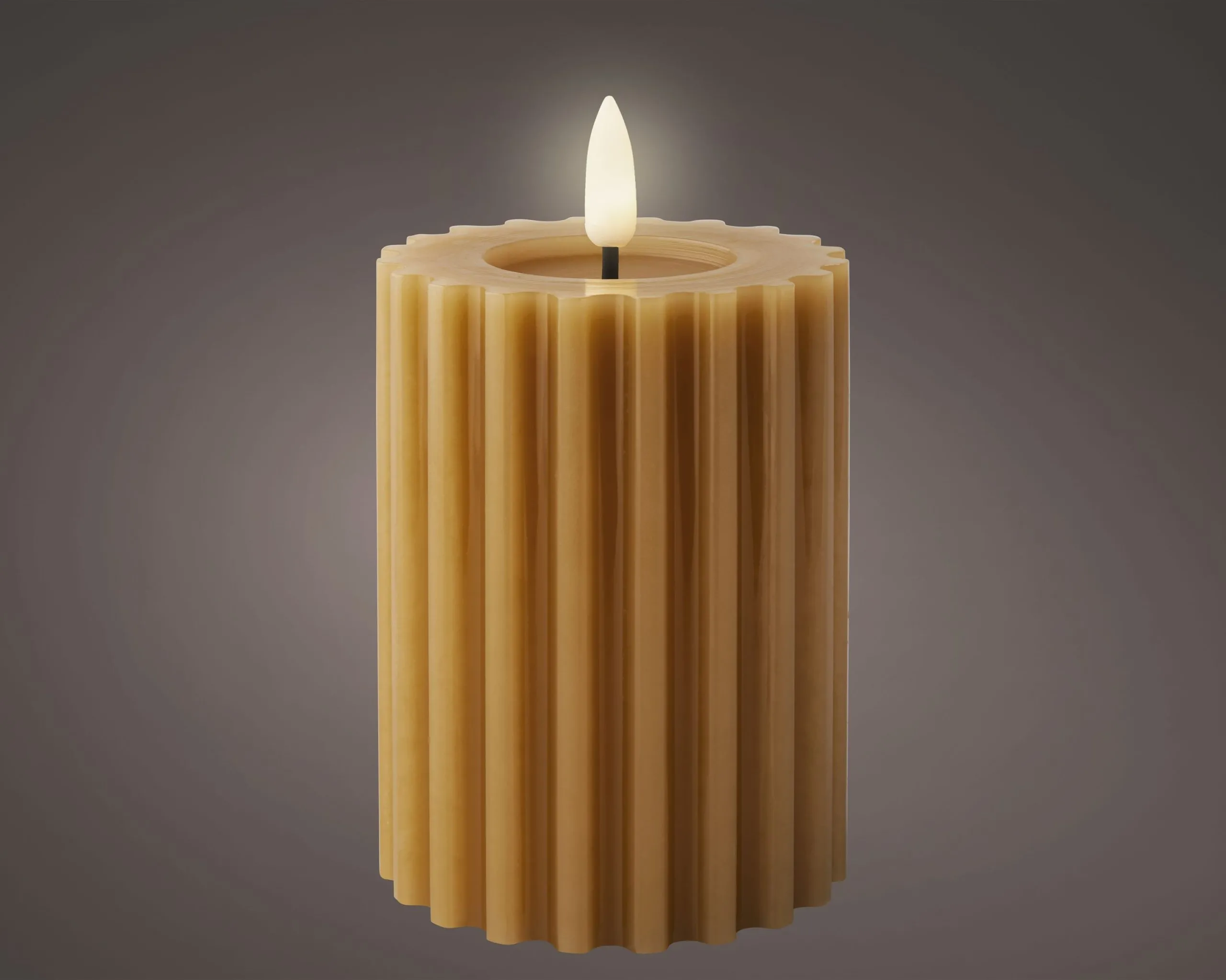 Kerze LED RIFFLE braun 324108