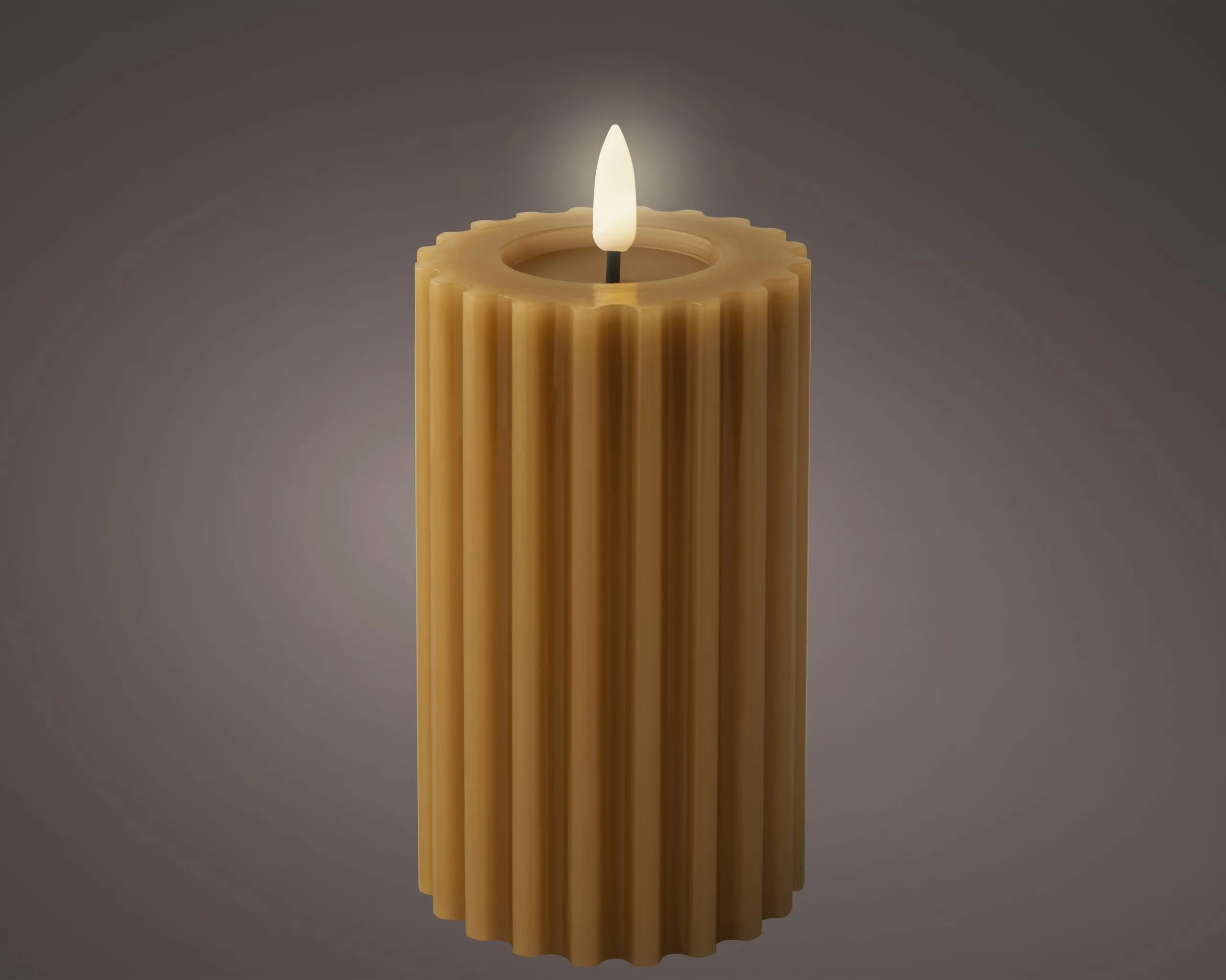 Kerze LED RIFFLE braun 324114