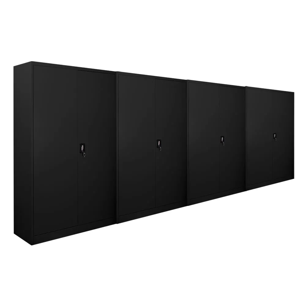 Mega Deal | 4x Flügeltürenschrank ELEPHANT mit 2 Türen, abschließbar | HxBxT 180x120x40cm | 4 Ebenen | Stahl mit Pulverbeschichtung | Schwarz | Spind Aktenschrank Metallschrank Werkstattschrank Mehrzweckschrank