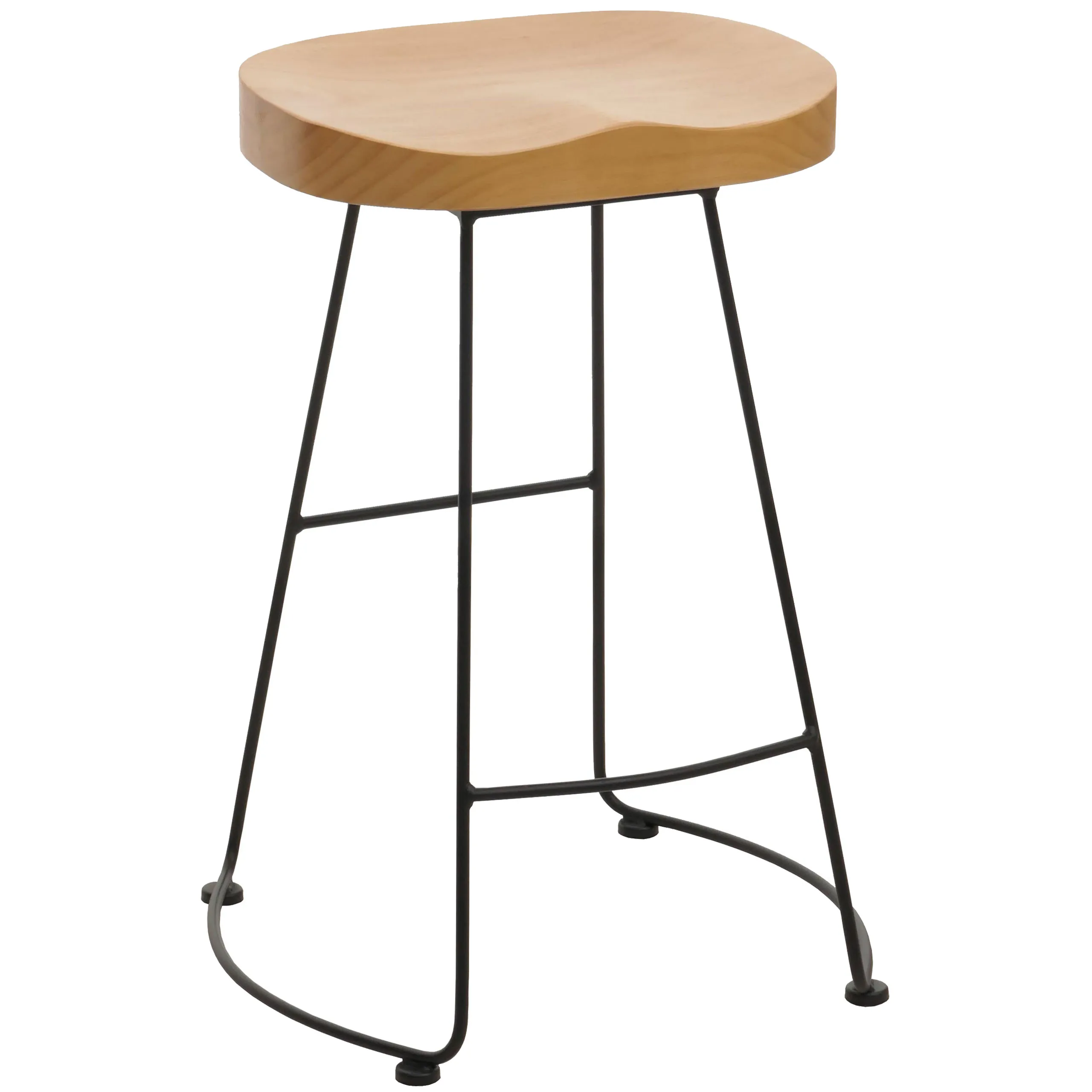 Barhocker | Sitzhöhe 68cm | Fußablage Industrial Metall Massiv-Holz 3D-Struktur | Natur | Barstuhl Tresenhocker Küchenhocker