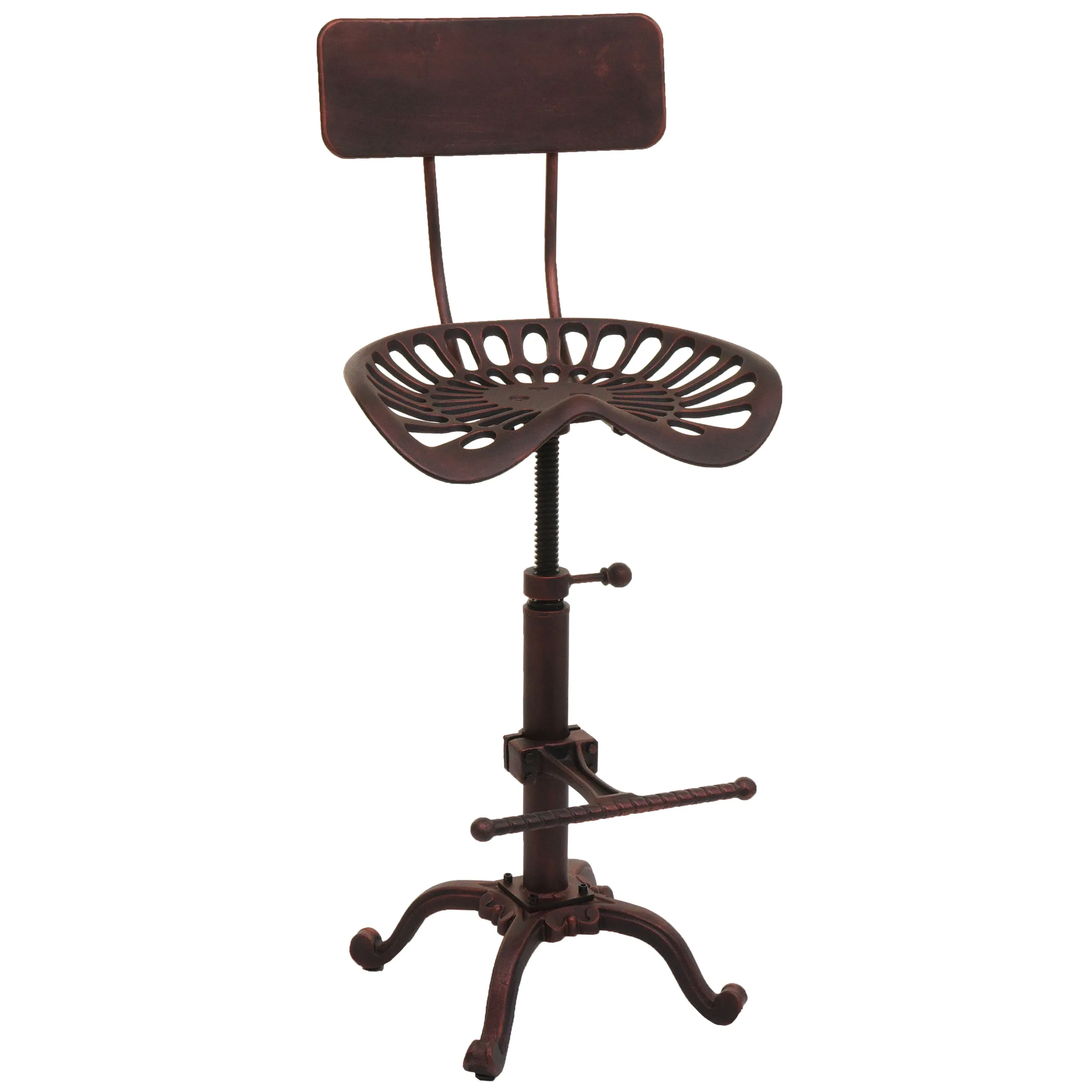 Barhocker | Sitzhöhe 50-64cm | höhenverstellbar drehbar Fußablage Industrial Metall | Kupferfarben | Barstuhl Tresenhocker