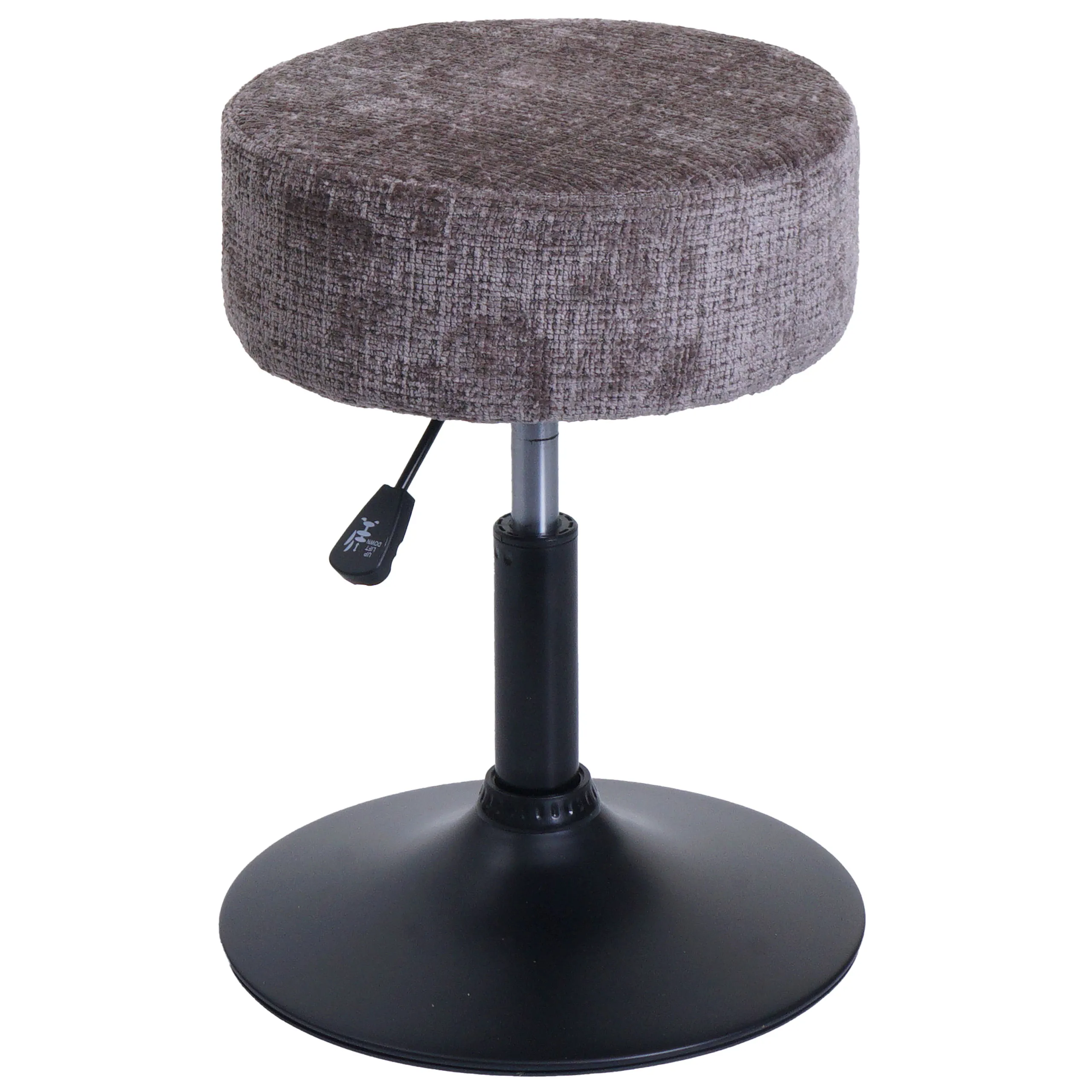 Hocker höhenverstellbar und drehbar | Sitzhöhe 45-57cm | Durchmesser 37cm | Stoff Chenille | Braun | Sitzhocker Schminkhocker