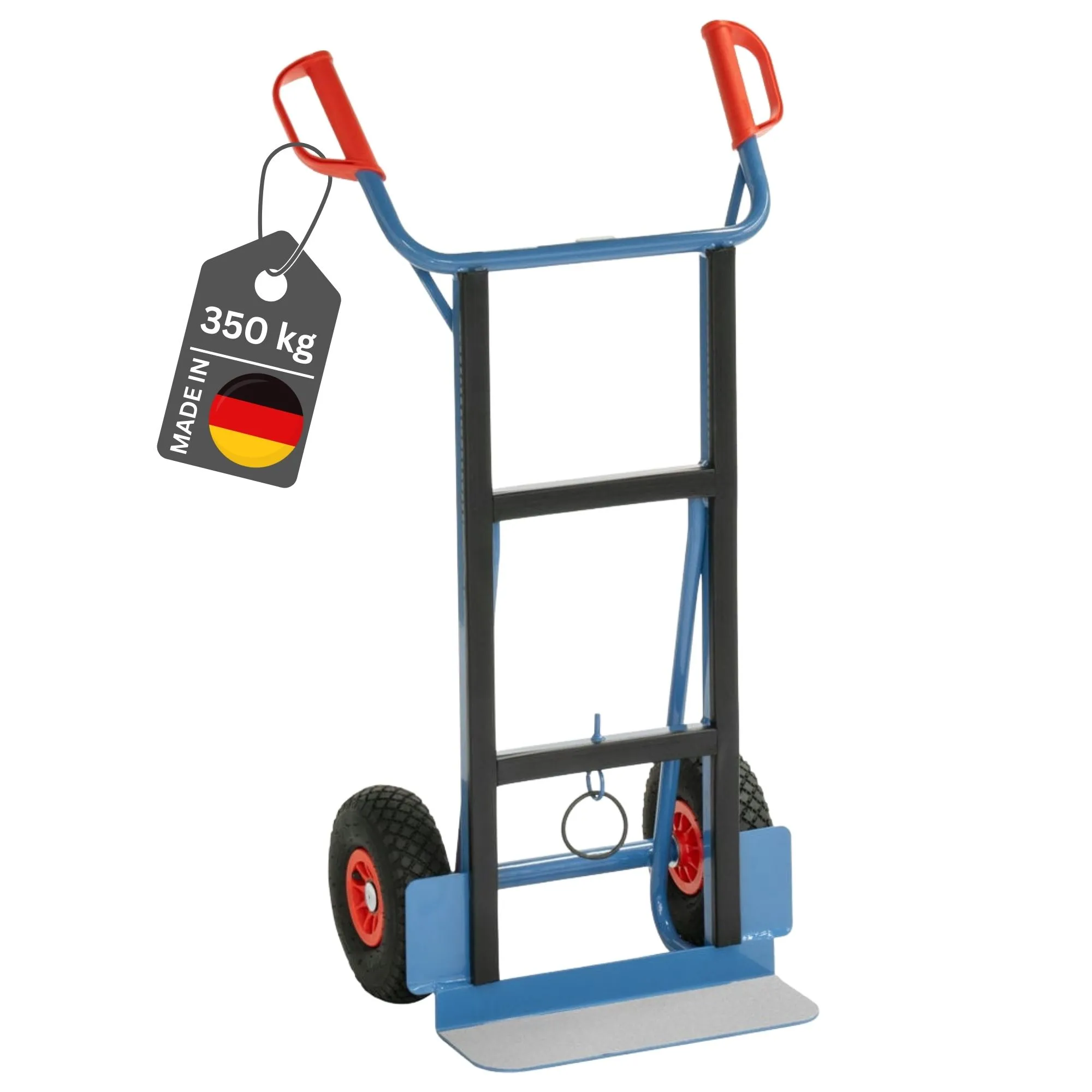Fetra Gerätekarre zum Transport von Kühlschränken, Spül- & Waschmaschinen mit Gummiauflage & Luftbereifung | Traglast 350kg | Made in Germany | Blau