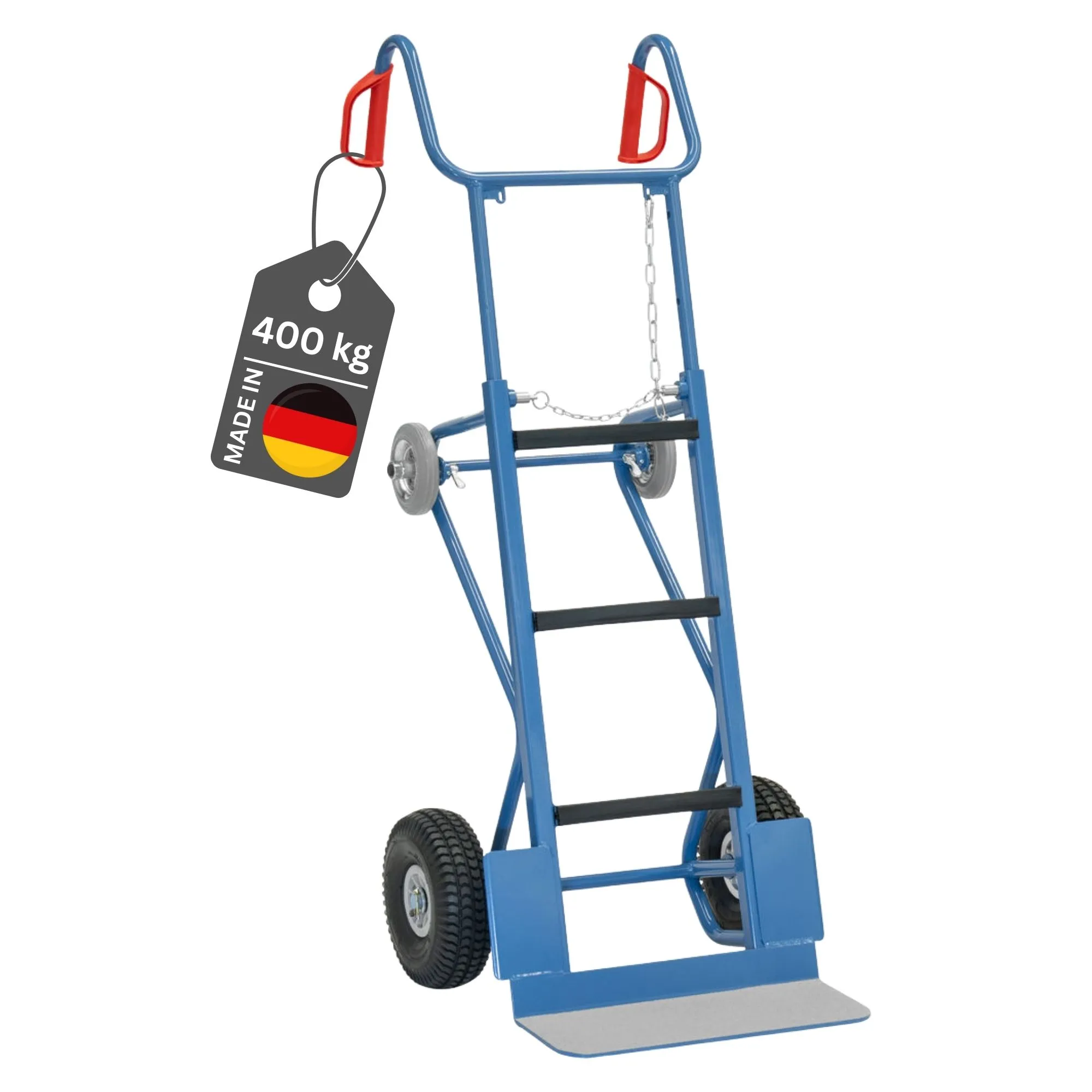 Fetra Gerätekarre für extreme Lasten mit Gummiauflage & Luftbereifung | Traglast 400kg | Made in Germany | Blau