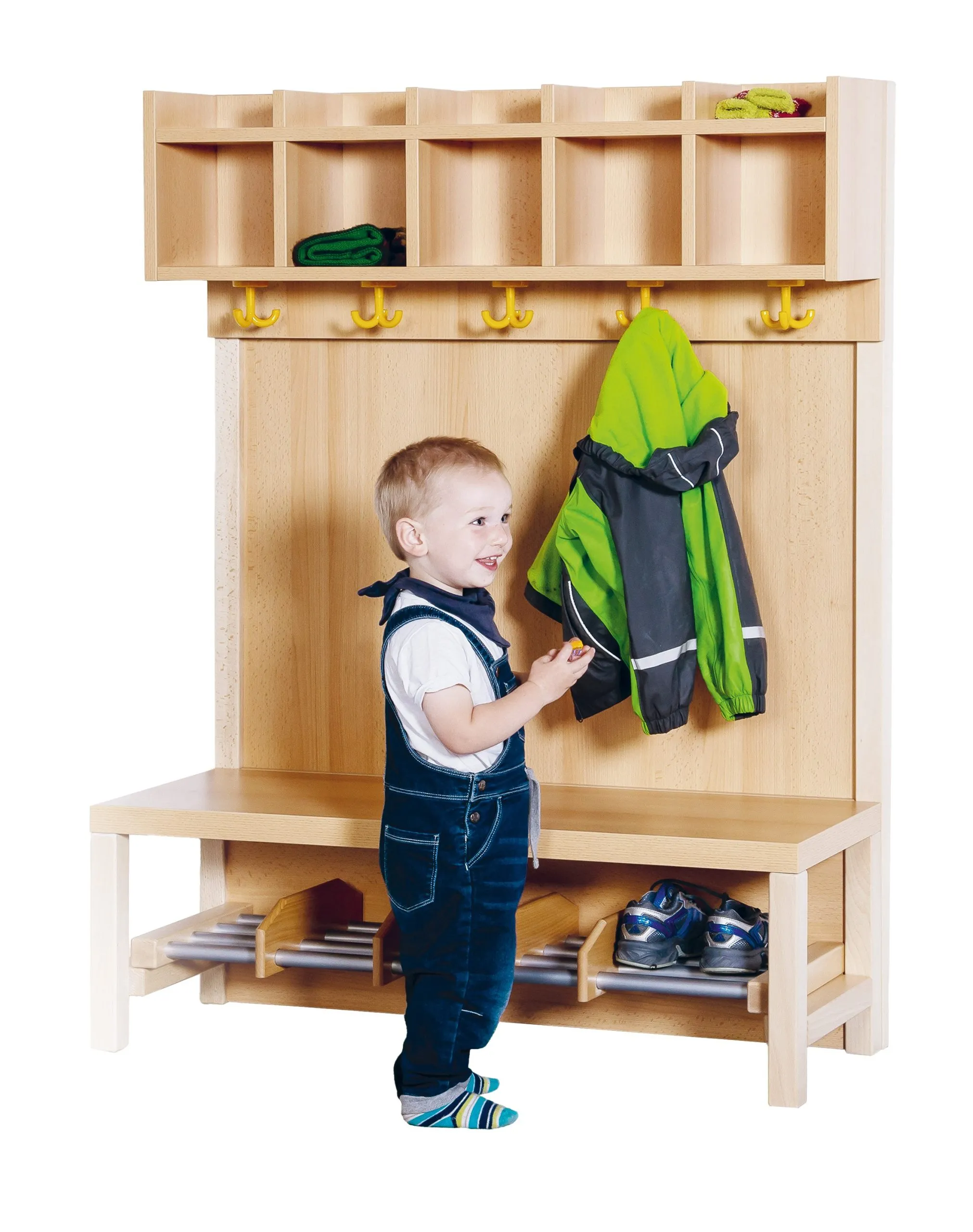 Komplettgarderobe mit einfacher Ablage, Stütze geschlossen