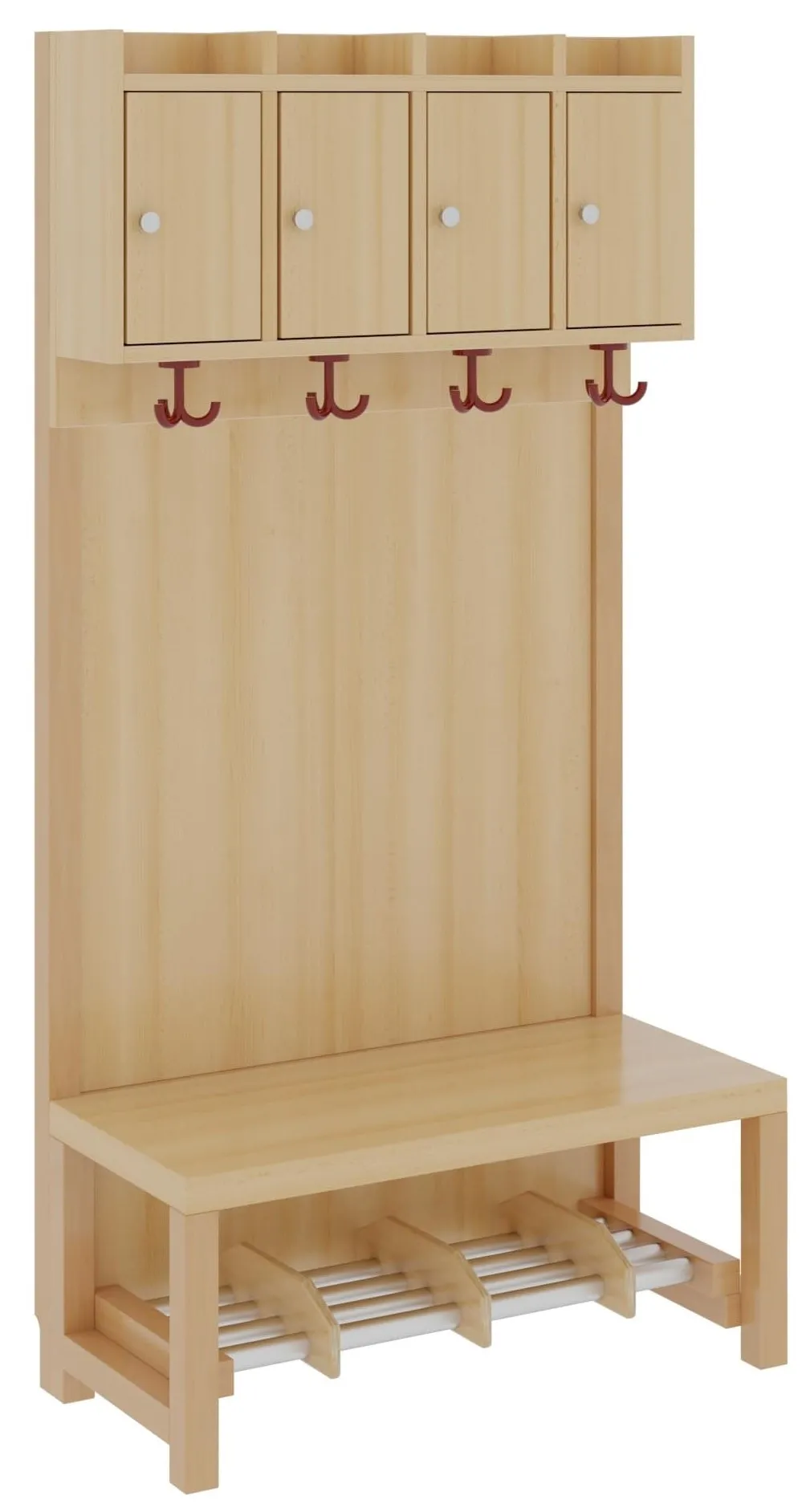 Komplettgarderobe mit Ablage und Tür, Stütze mit Paneelrückwand