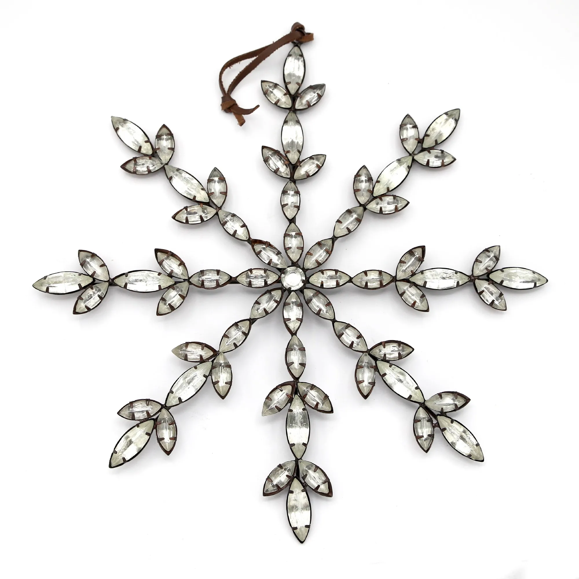 Anhänger 'Schneeflocke', Glassteine, Ø 25 cm