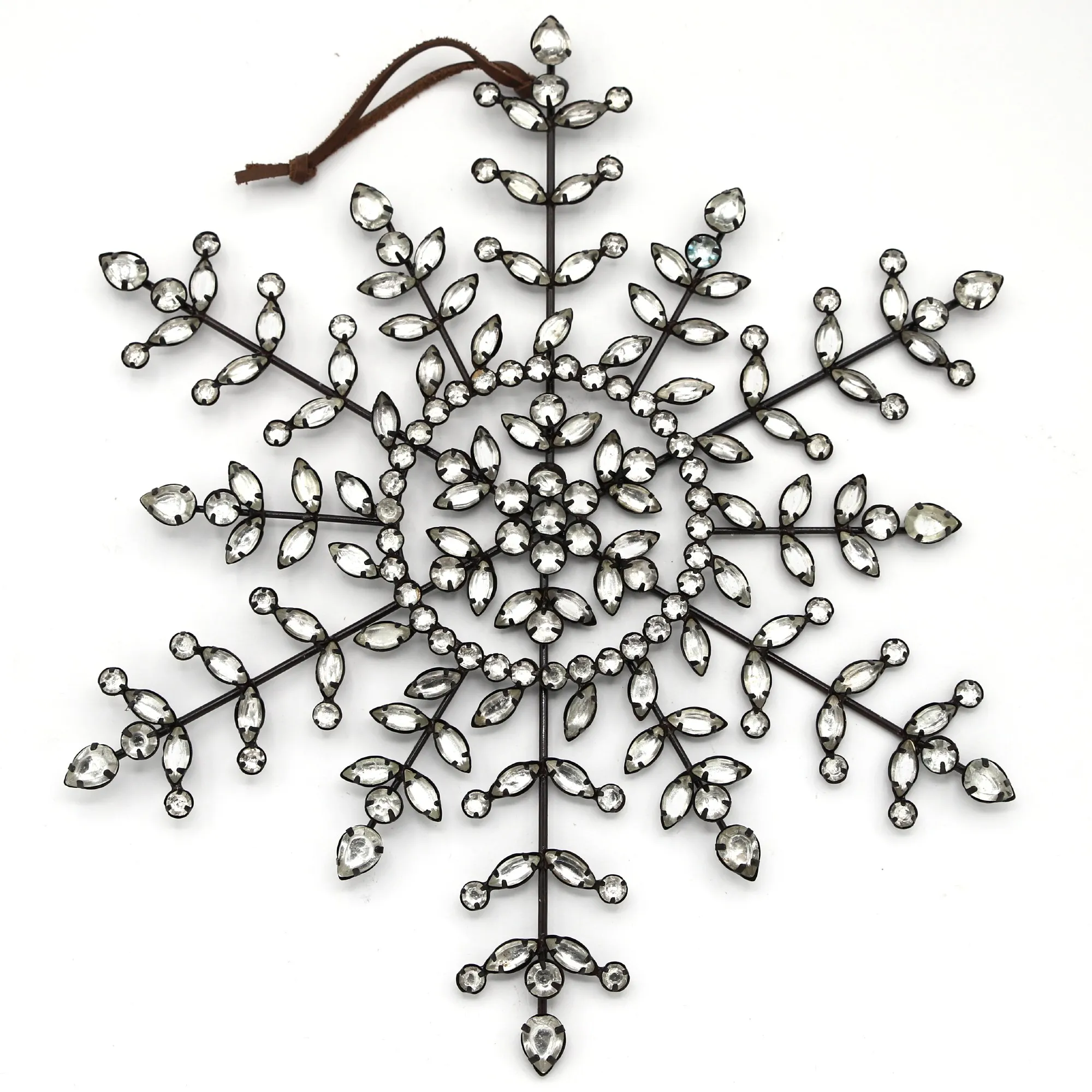 Anhänger 'Schneeflocke', Glassteine, Ø 27 cm