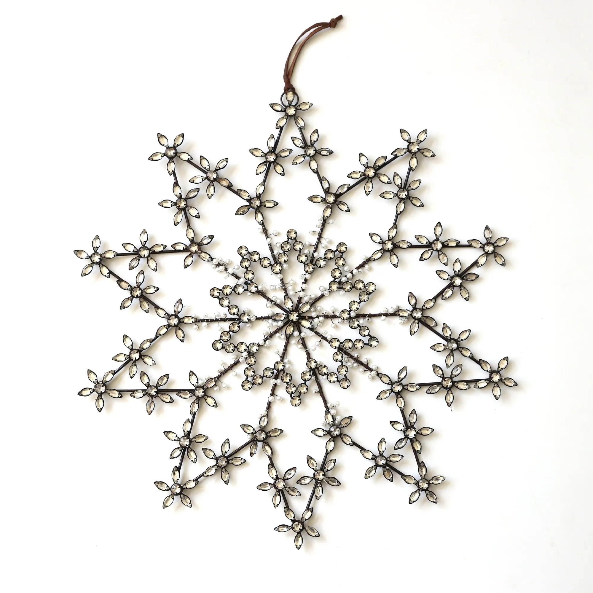 Anhänger 'Schneeflocke', Glassteine, Ø 40 cm