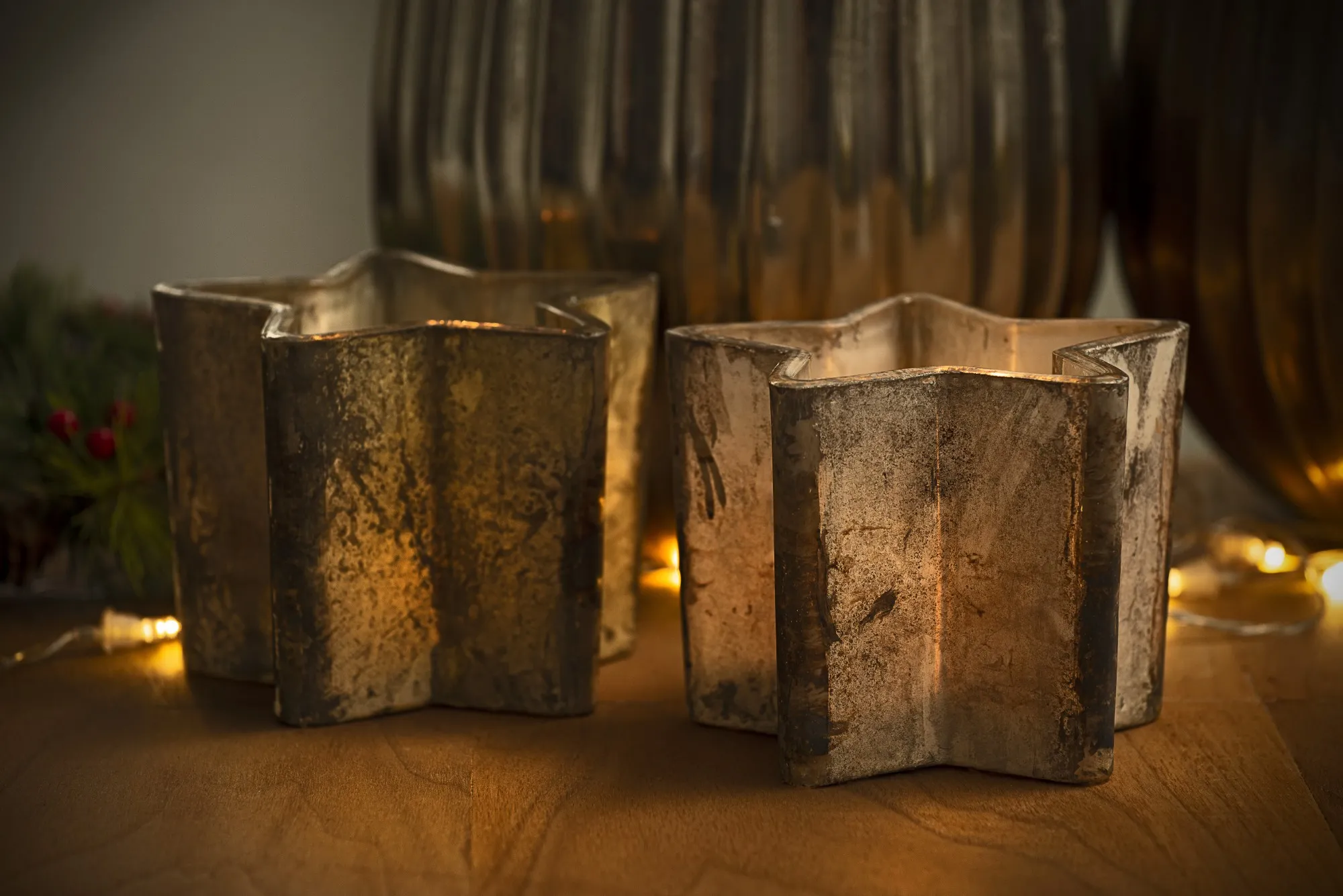 Windlicht 'Stern', patiniert, Ø 13 cm, H 10 cm