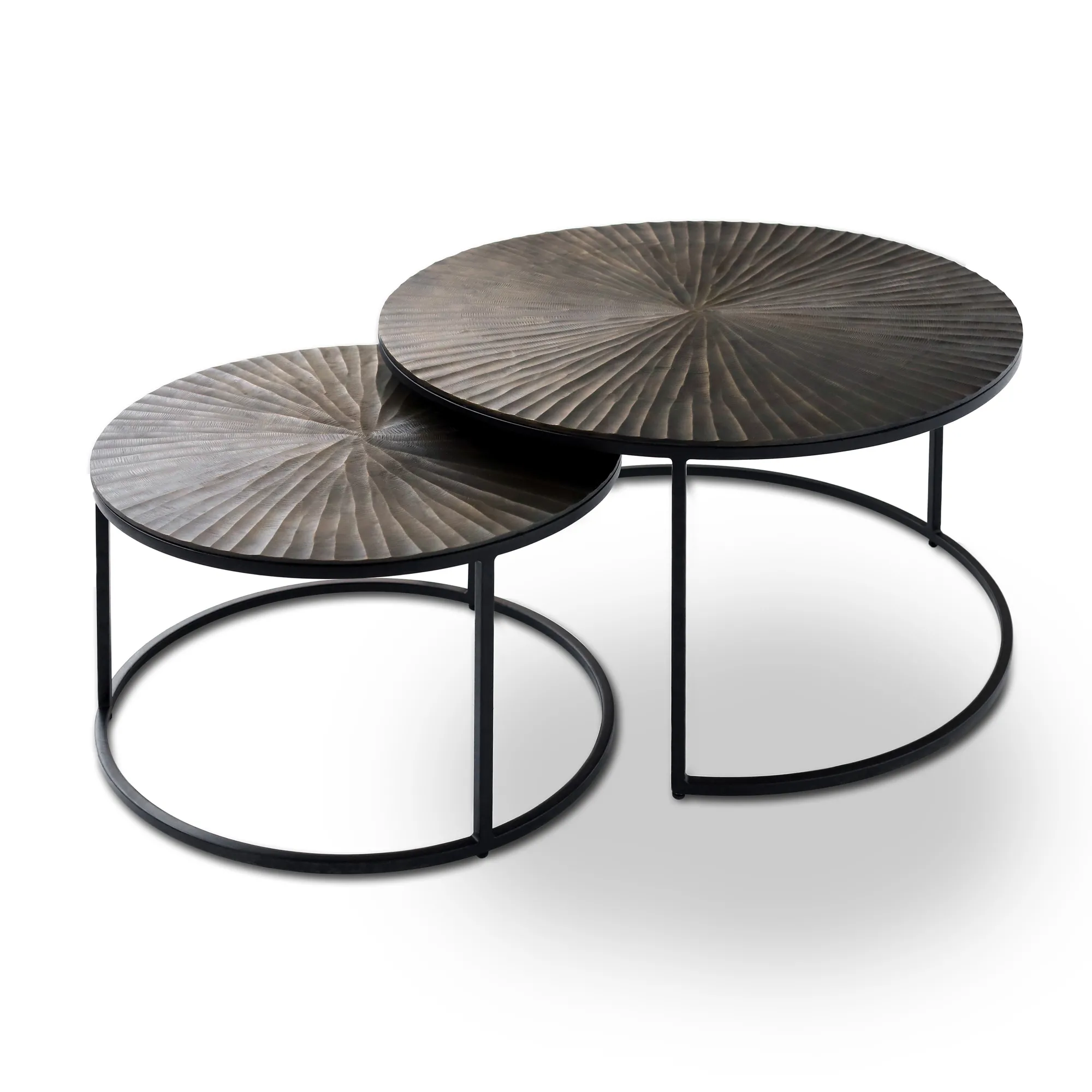 Set Couchtische 'Rondia', gold, schwarz