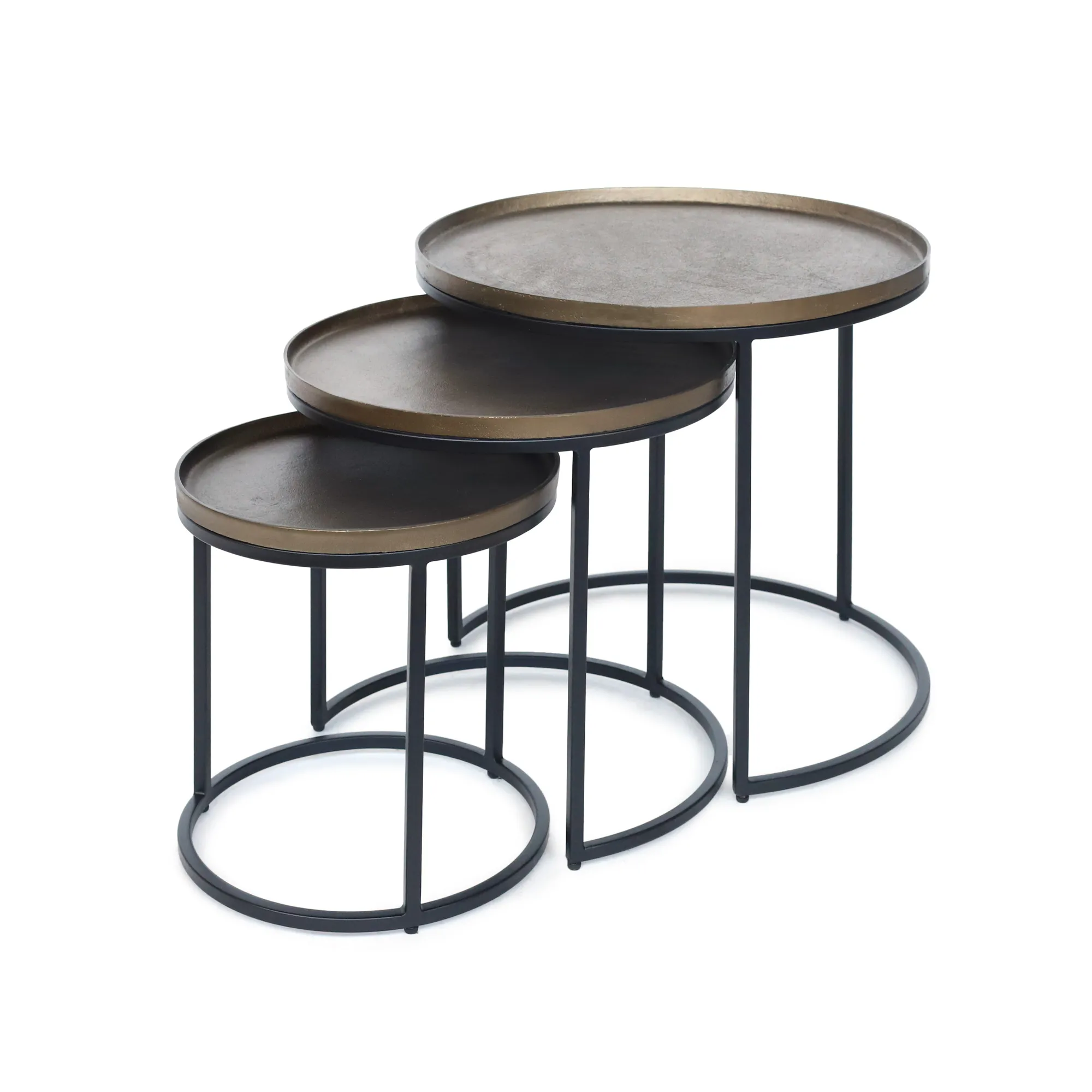 3er-Set Beistelltisch 'Lucia', gold, schwarz