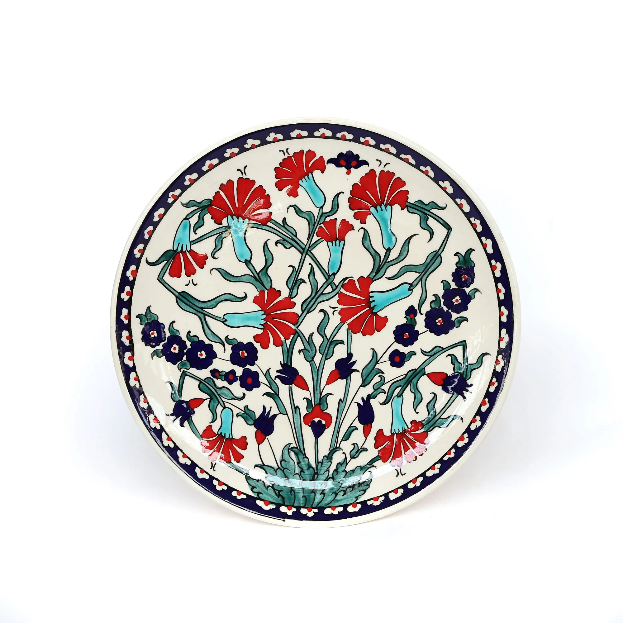 Wandteller 'Nelken', handbemalt, Ø 25 cm, H 3 cm