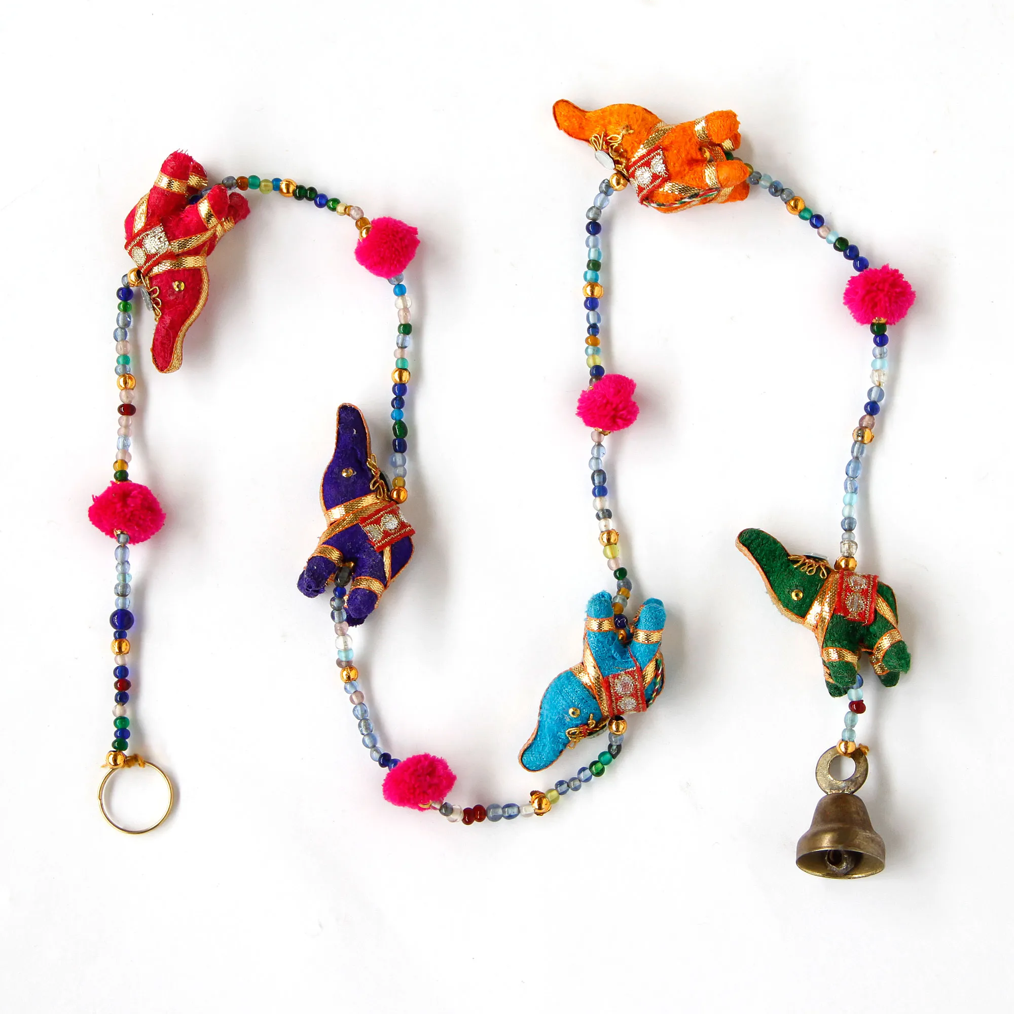 5er Kette 'Elefanten & Ponpons', H 100 cm