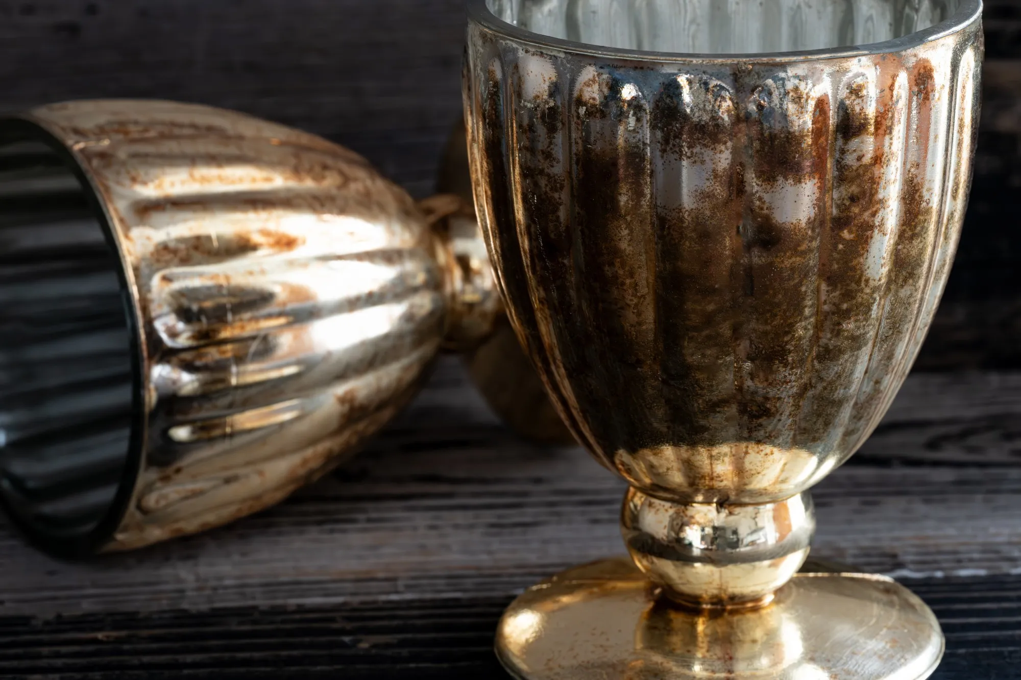 Windlicht 'Bilu', antik silber, kupfer, H 12,5 cm, Ø 9 cm