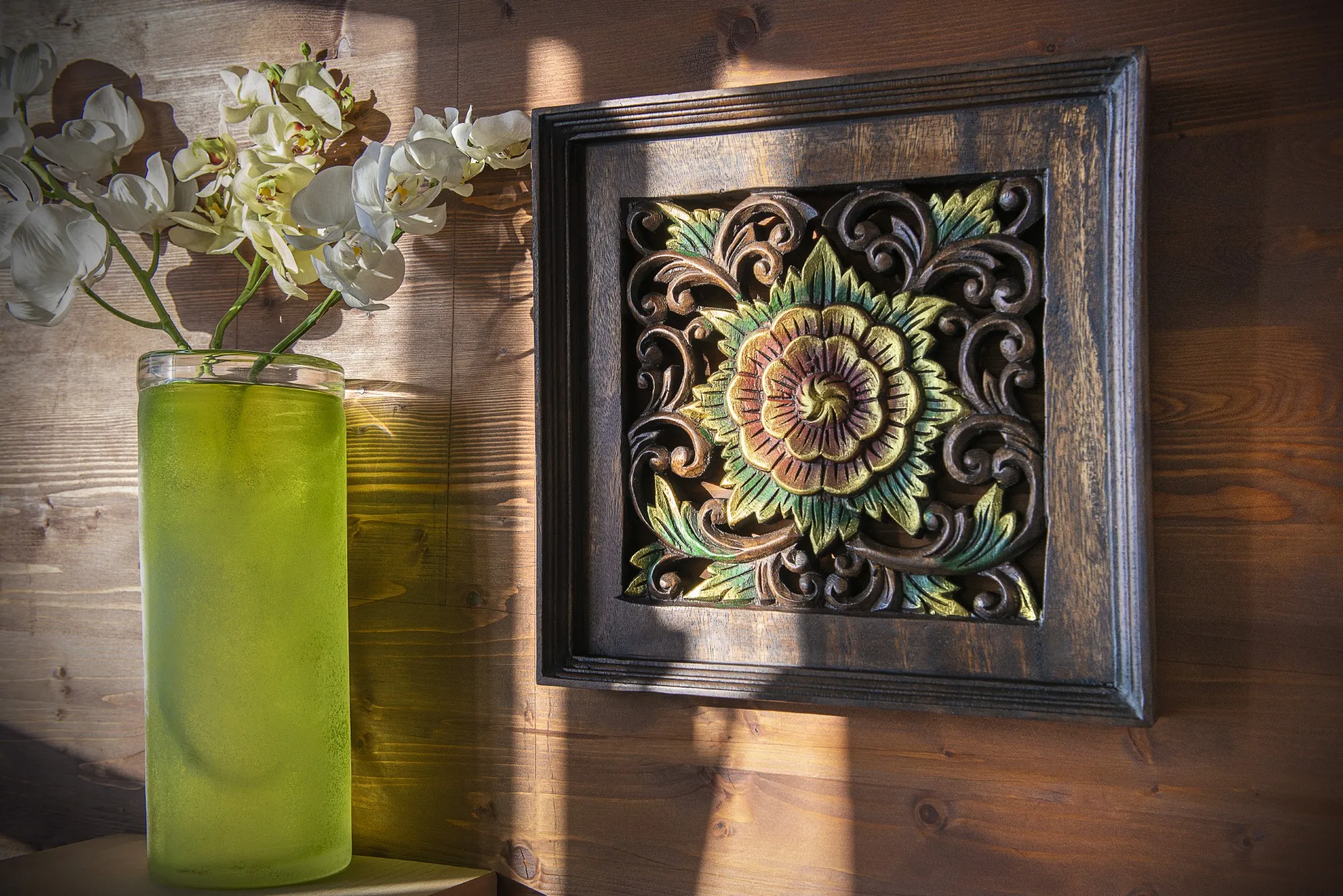 Wandbild 'Blume' aus Akazienholz, B 34 cm, H 34 cm, L 4 cm