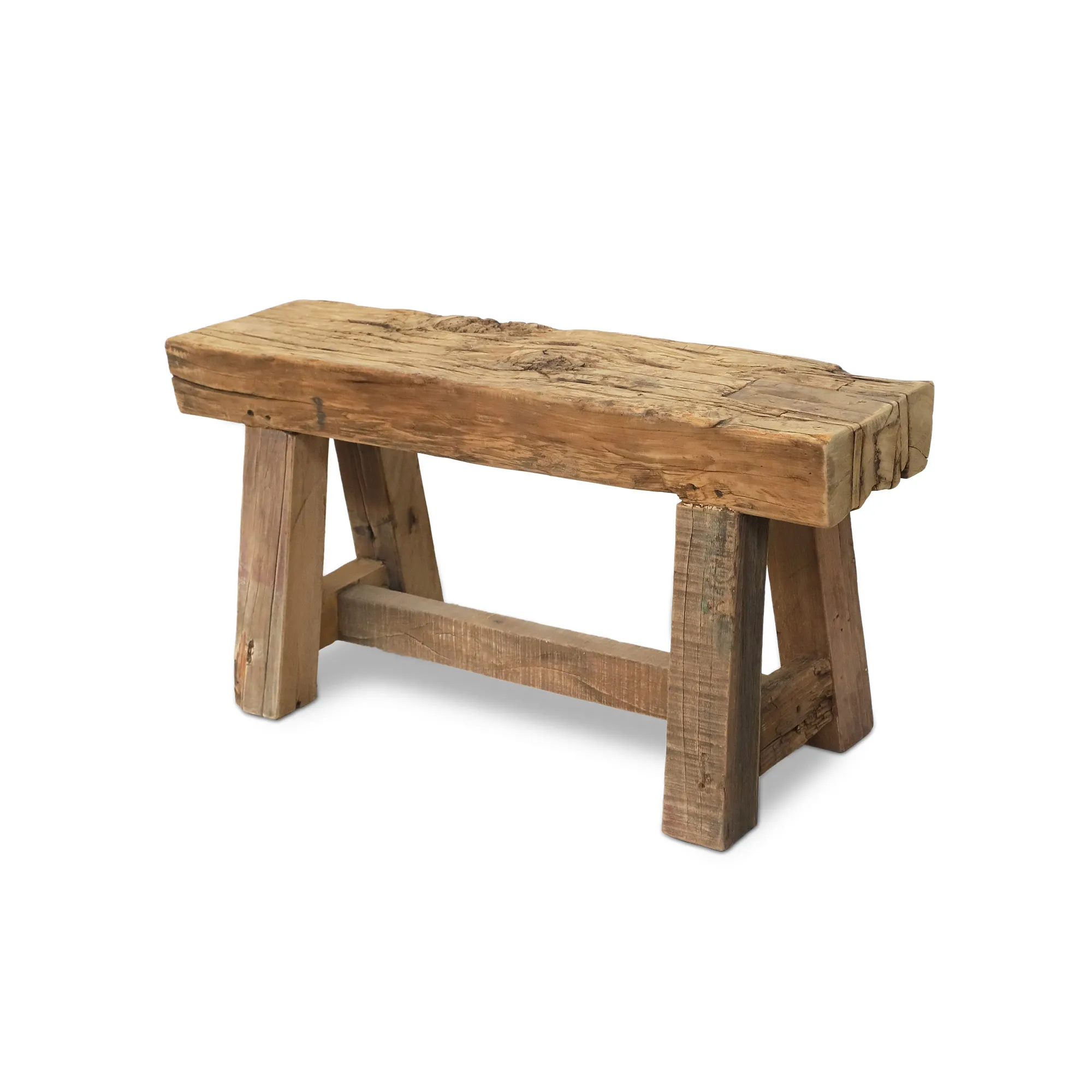 Sitzbank aus Altholz, natur, B 90 cm, H 45 cm, L 25 cm