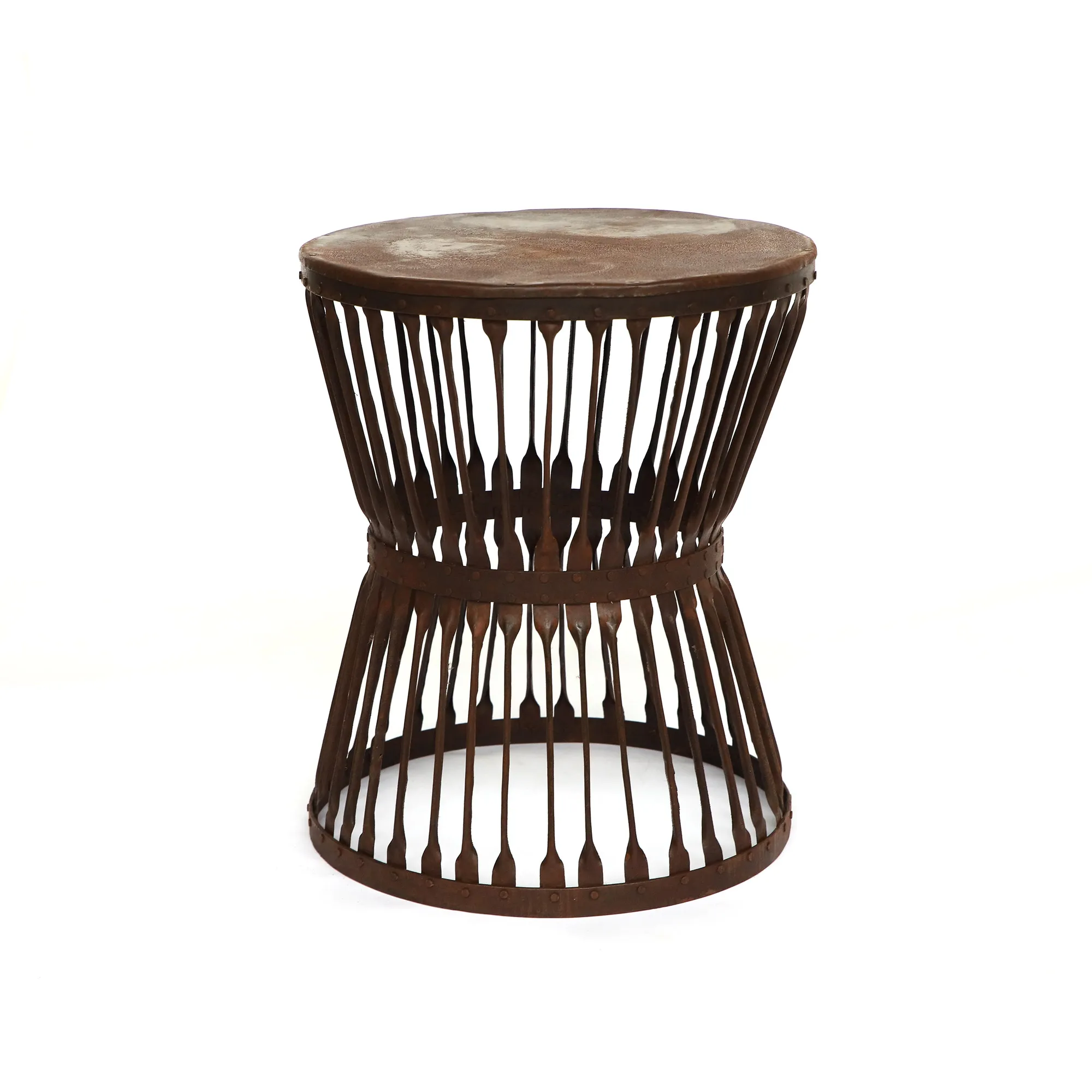 Runder Eisenhocker, Ø 40 cm, H 50 cm