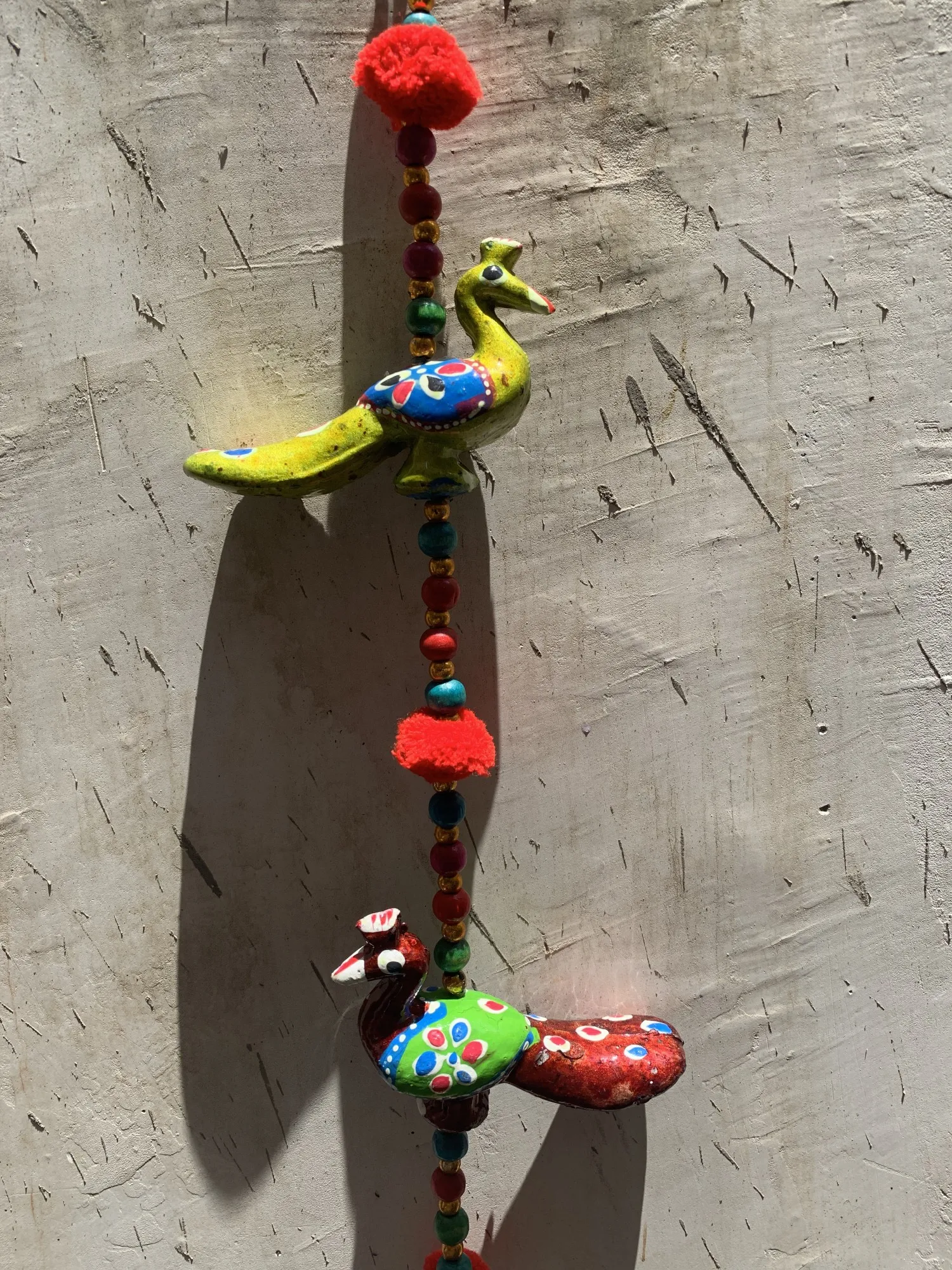 5er Kette 'Pfauen', multicolor, H 75 cm